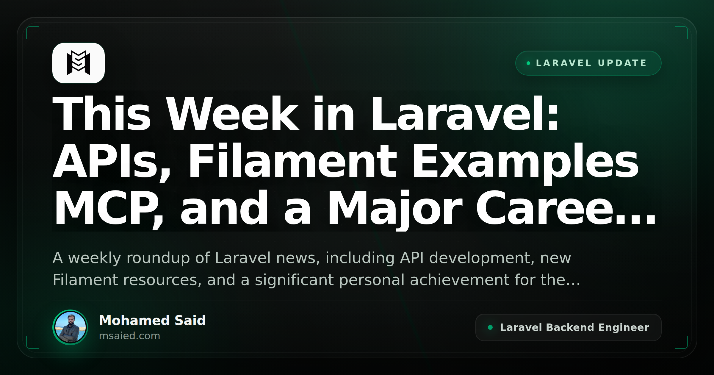 This Week in Laravel: APIs, Filament Examples MCP, and a Major Career Milestone