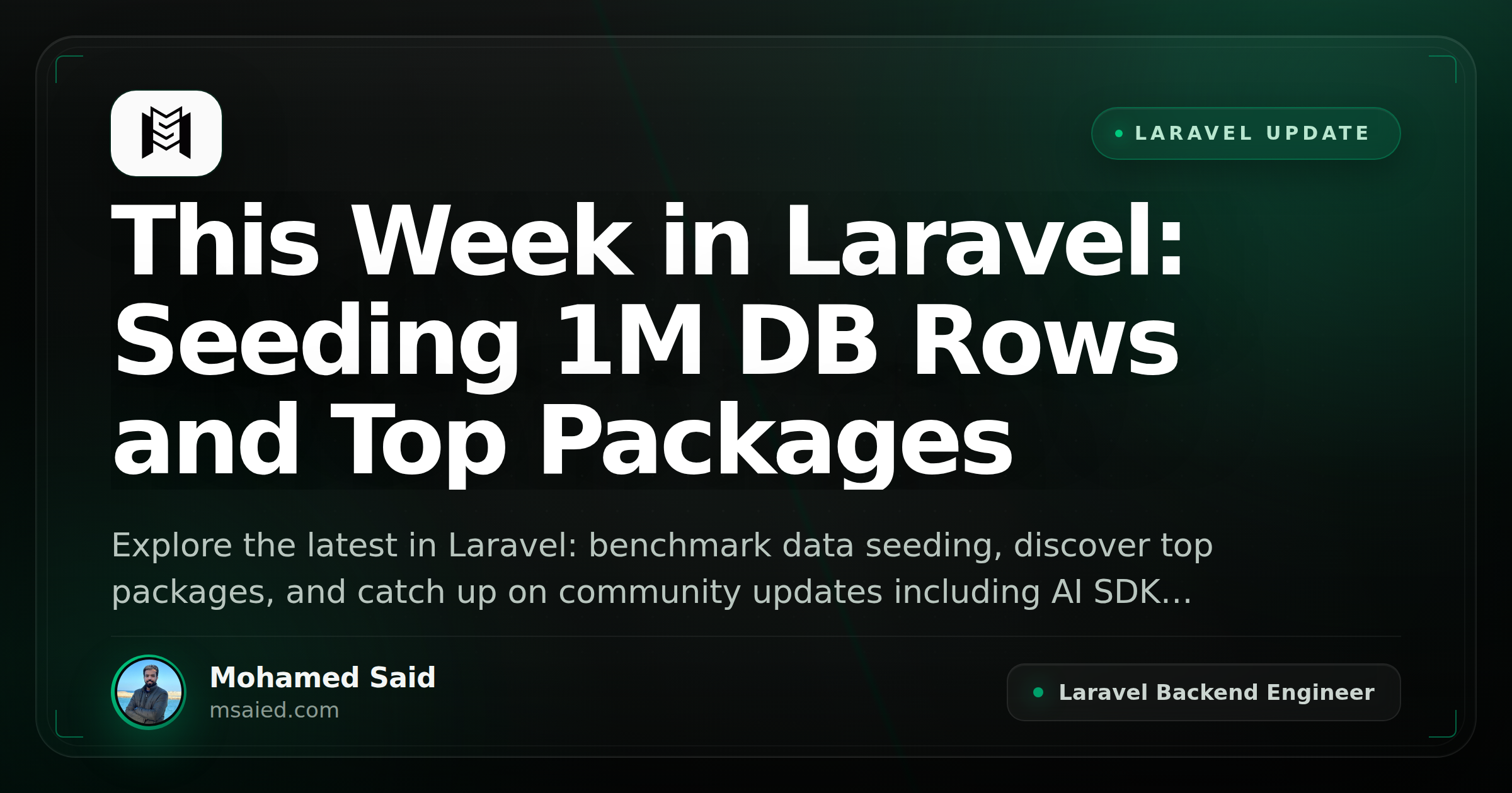 This Week in Laravel: Seeding 1M DB Rows and Top Packages