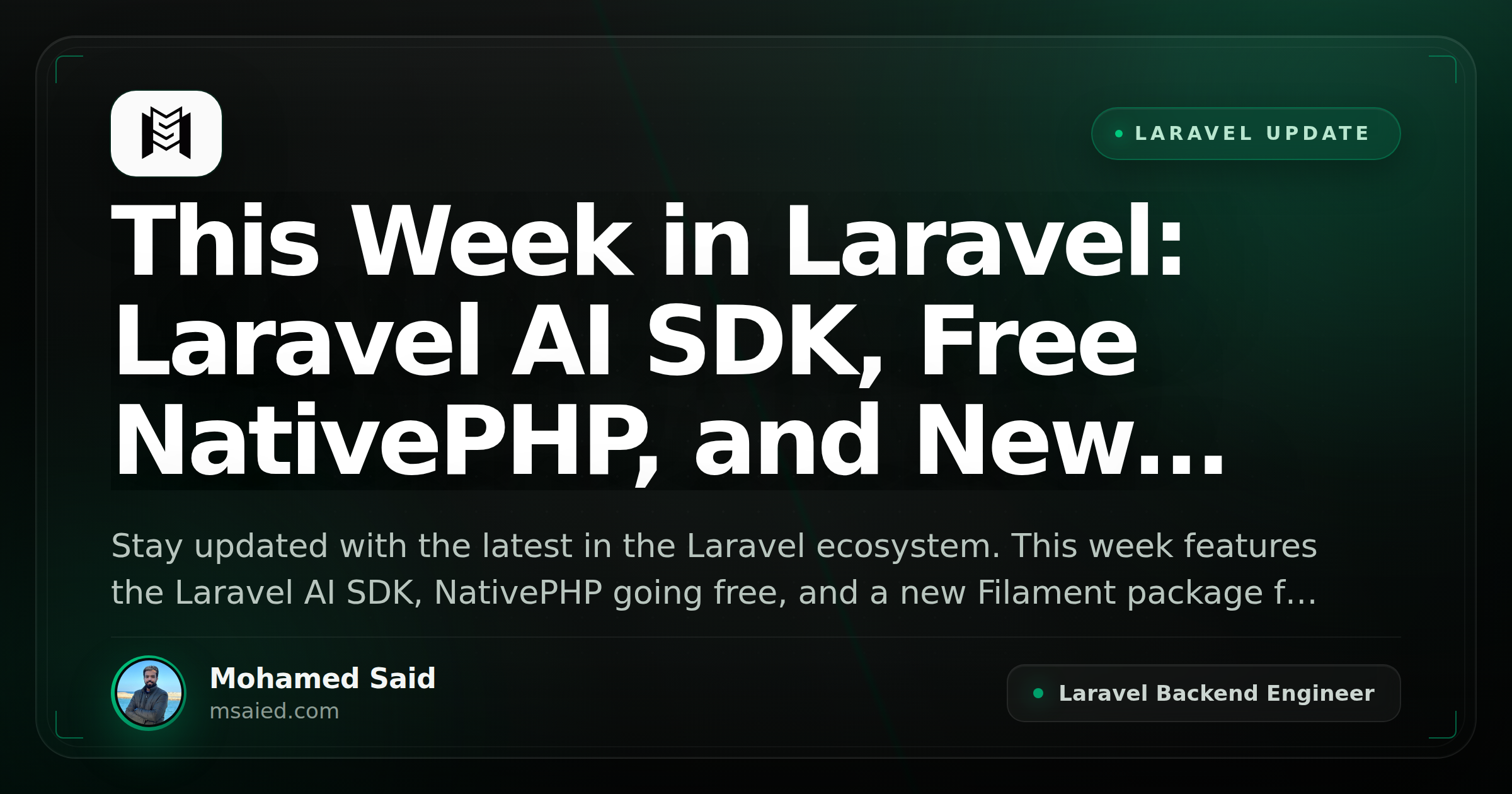 This Week in Laravel: Laravel AI SDK, Free NativePHP, and New Filament Package