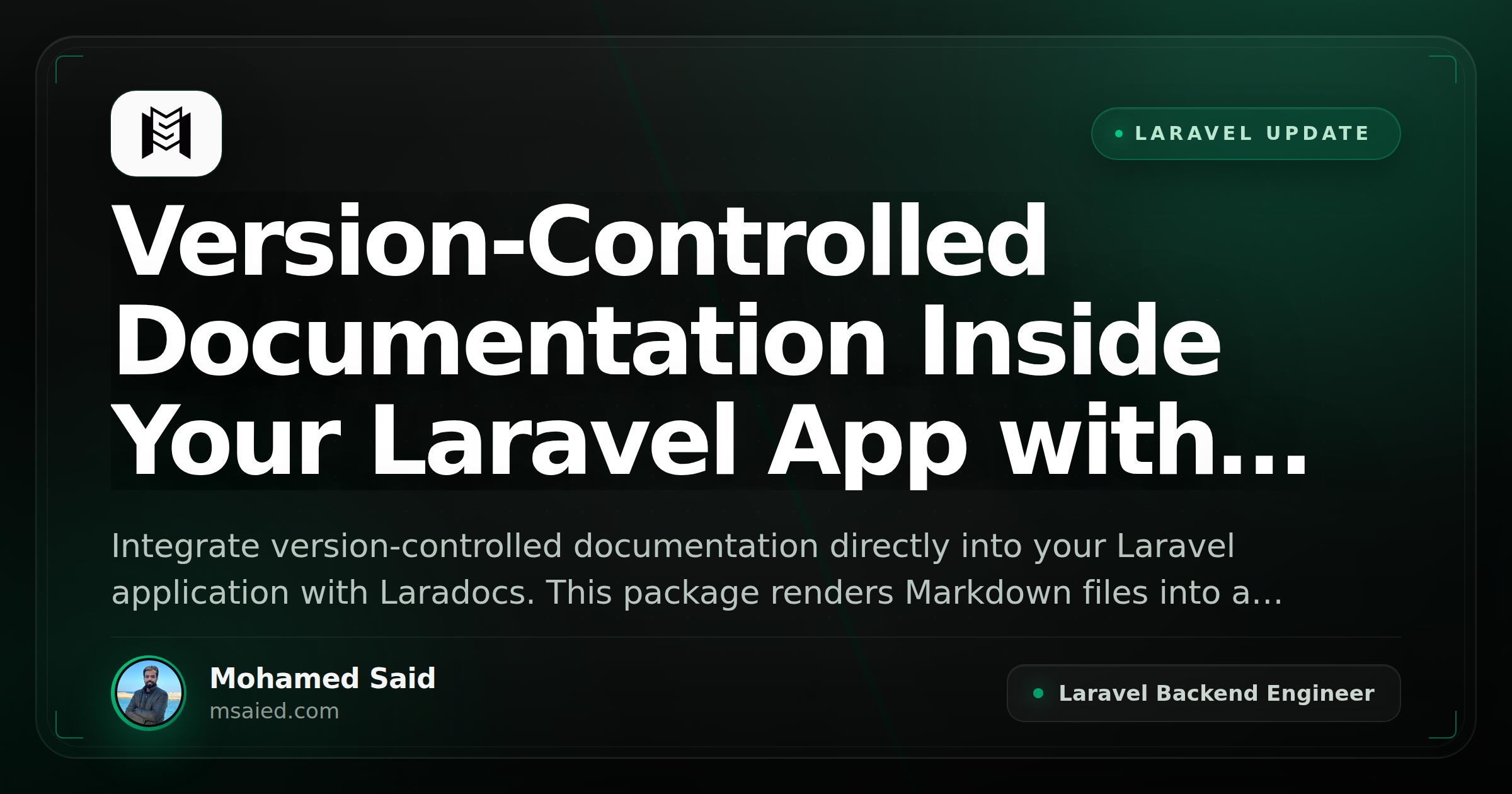 Version-Controlled Documentation Inside Your Laravel App with Laradocs
