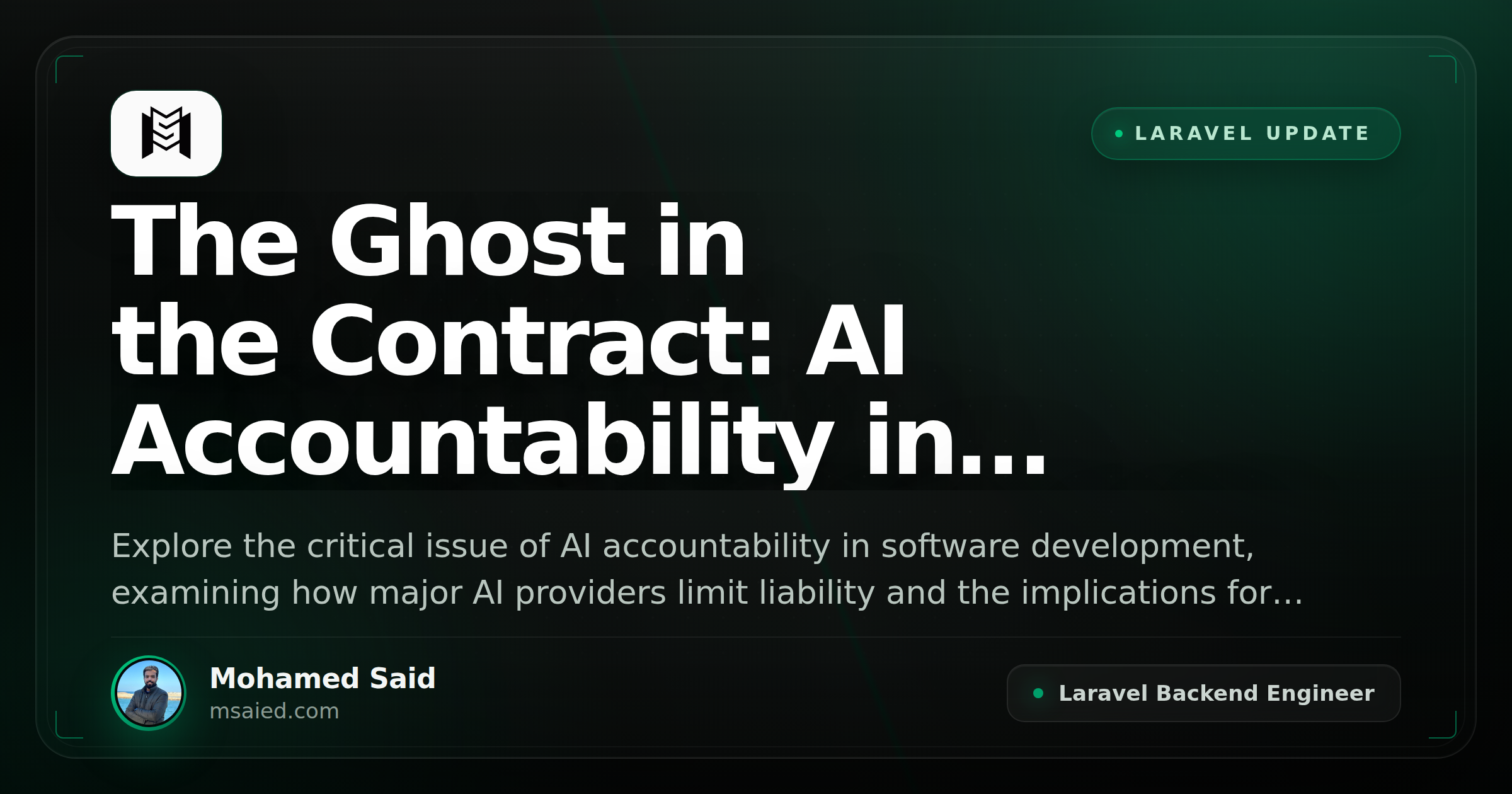 The Ghost in the Contract: AI Accountability in Software Development