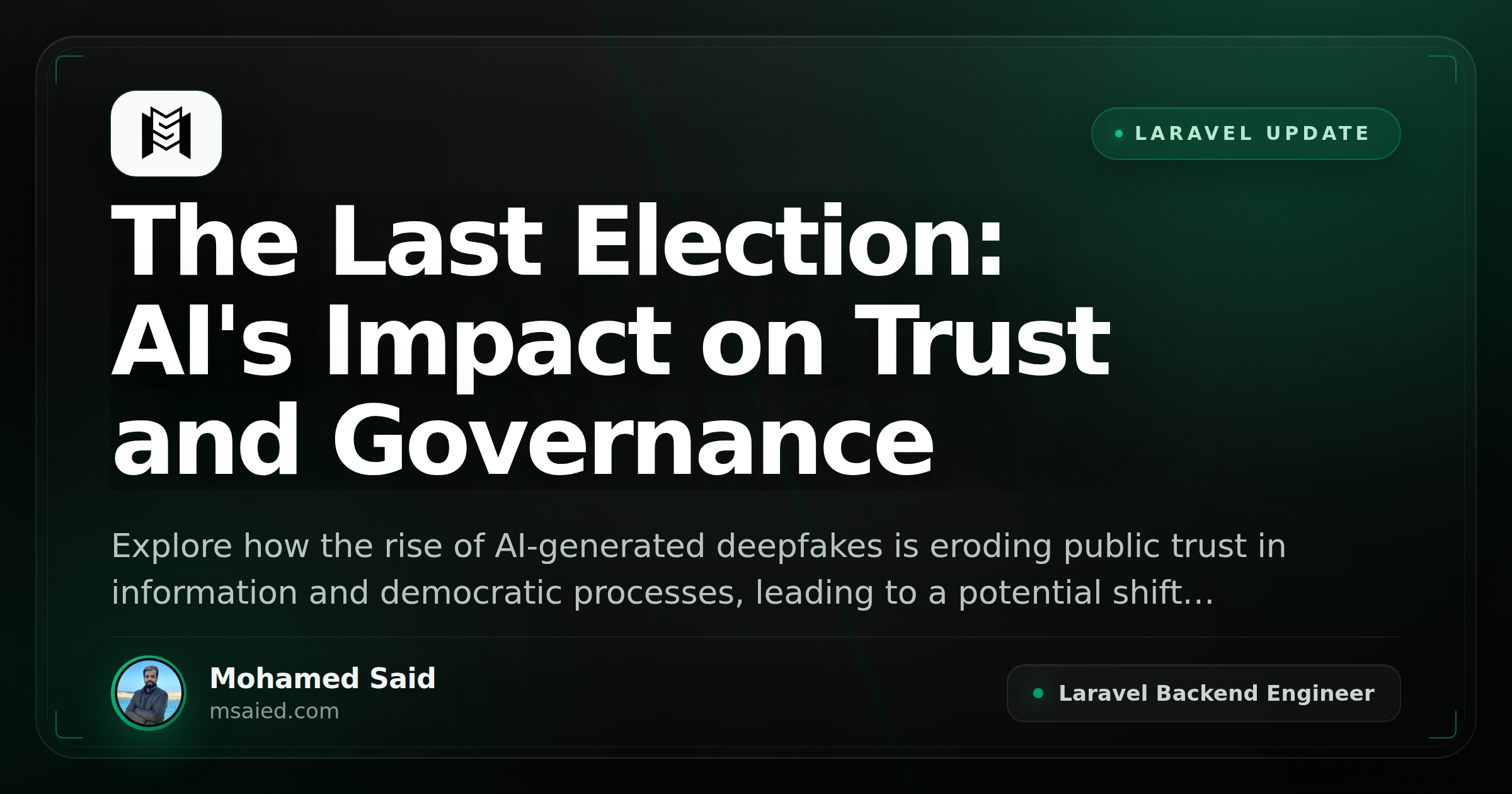 The Last Election: AI's Impact on Trust and Governance
