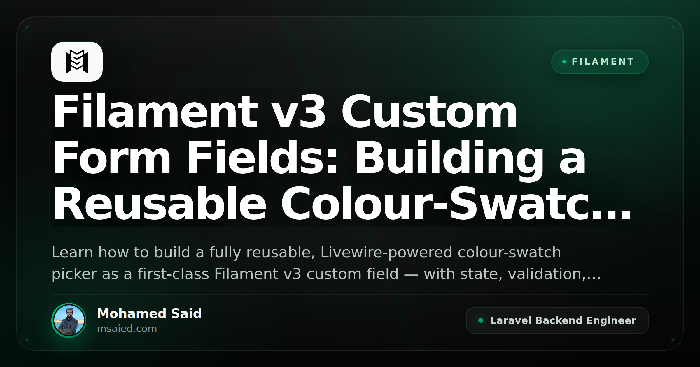 Filament v3 Custom Form Fields: Building a Reusable Colour-Swatch Picker