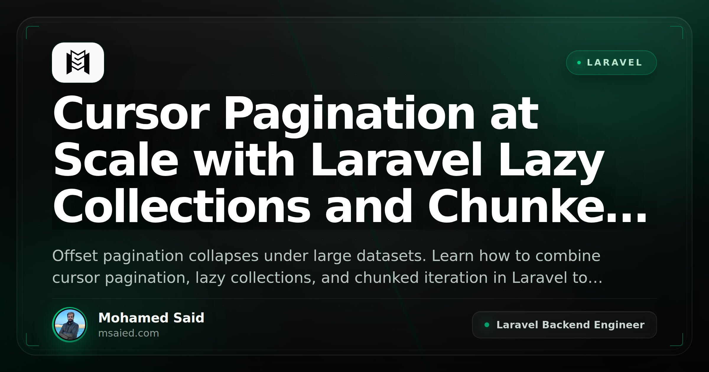 Cursor Pagination at Scale with Laravel Lazy Collections and Chunked Iteration