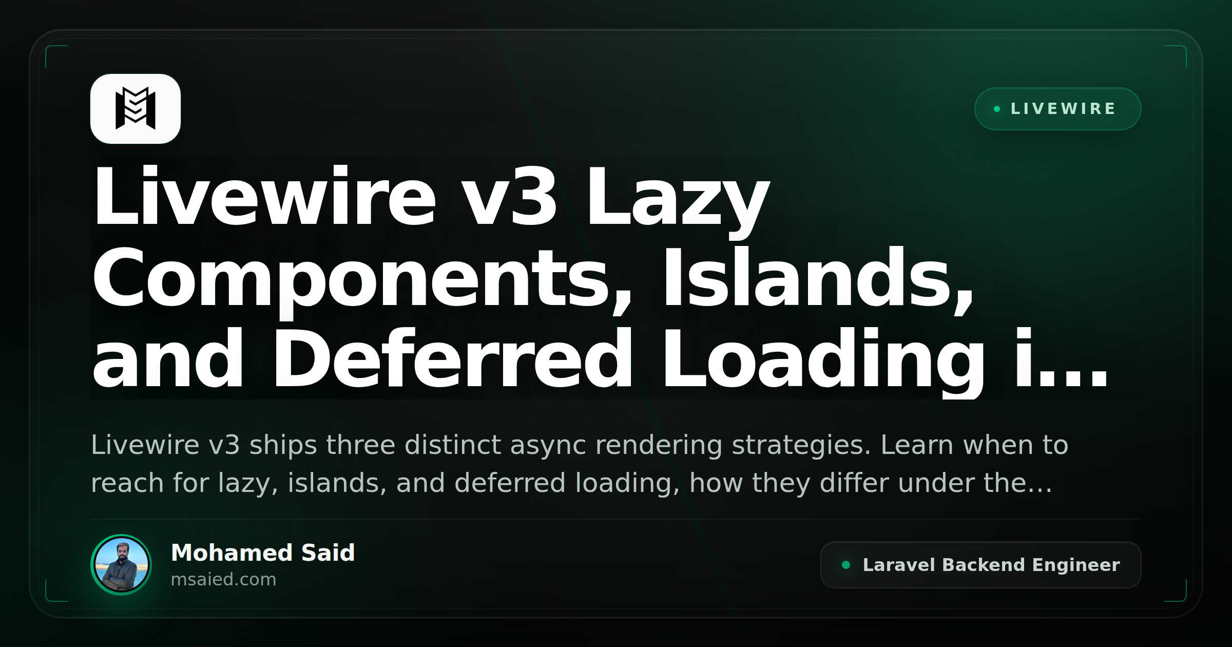 Livewire v3 Lazy Components, Islands, and Deferred Loading in Practice