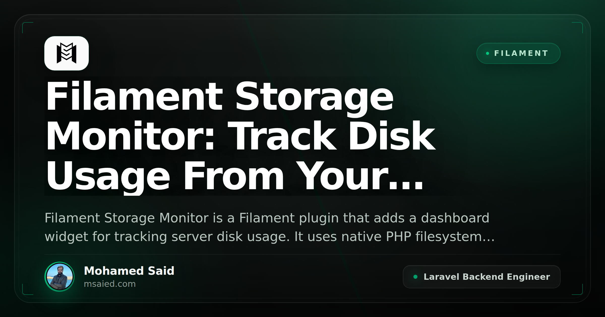 Filament Storage Monitor: Track Disk Usage From Your Filament Dashboard