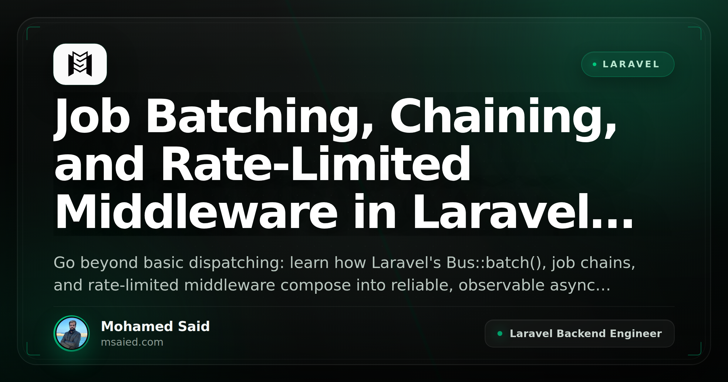 Job Batching, Chaining, and Rate-Limited Middleware in Laravel Queues