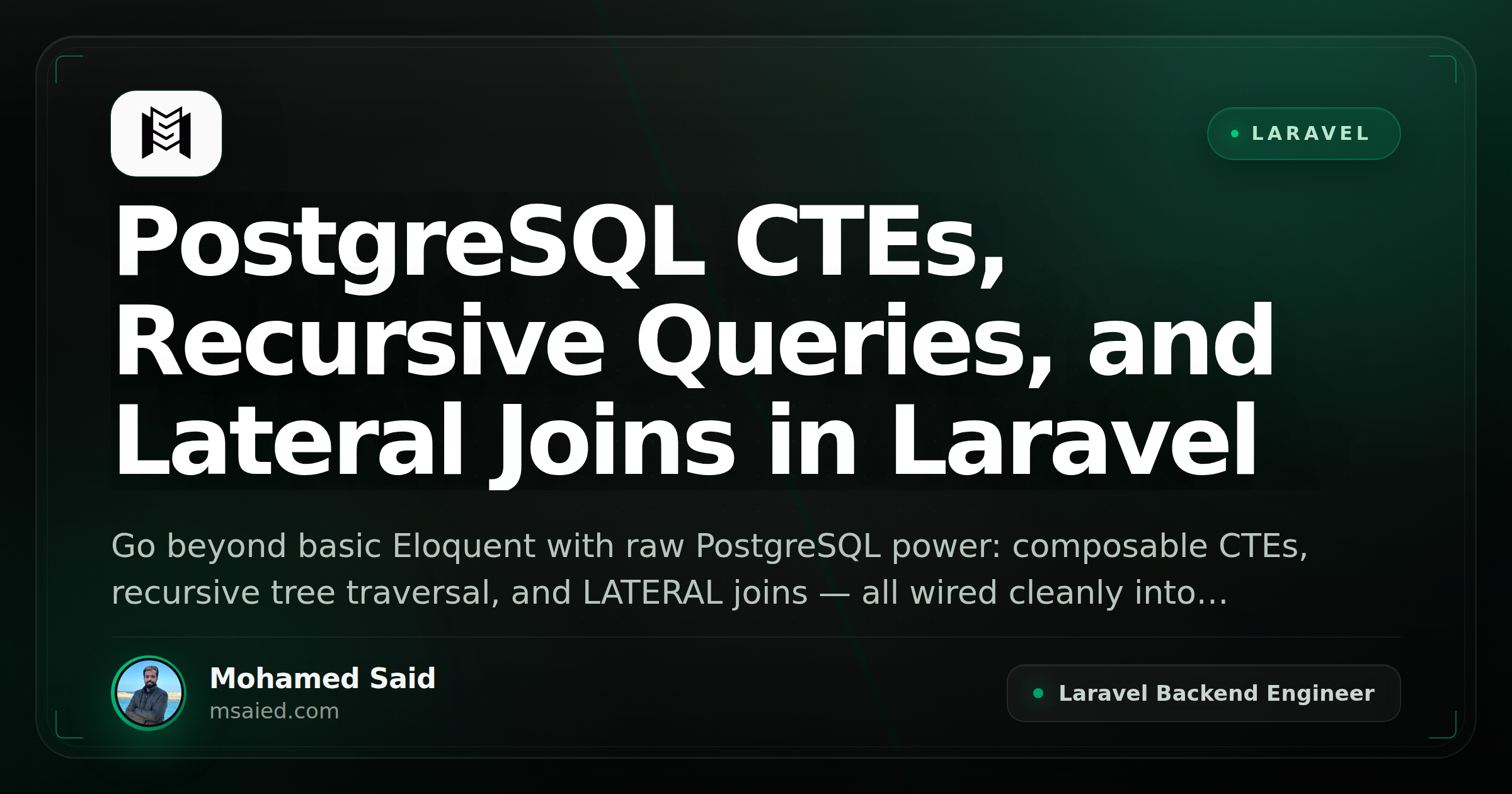 PostgreSQL CTEs, Recursive Queries, and Lateral Joins in Laravel