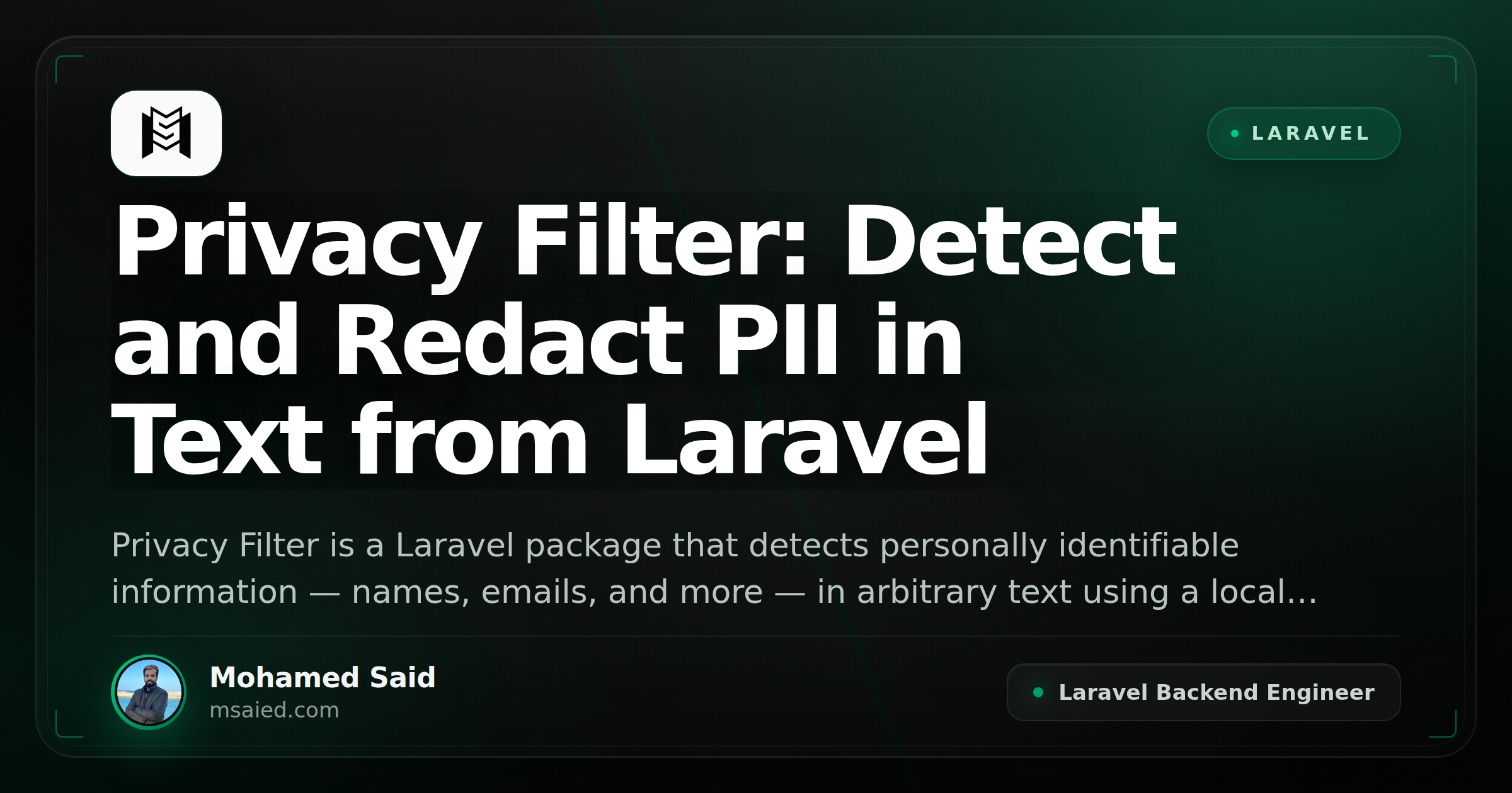 Privacy Filter: Detect and Redact PII in Text from Laravel