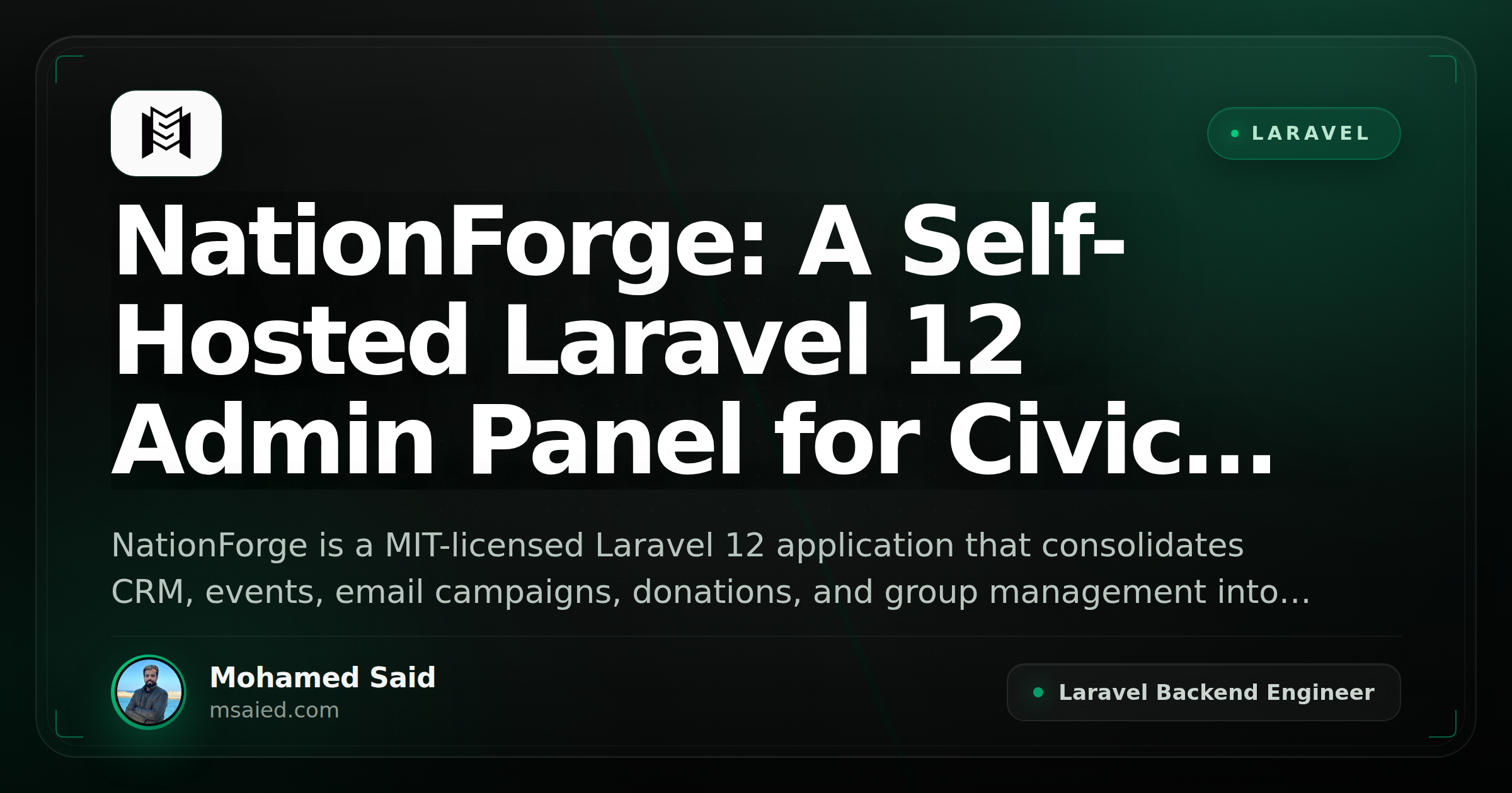 NationForge: A Self-Hosted Laravel 12 Admin Panel for Civic Organizations