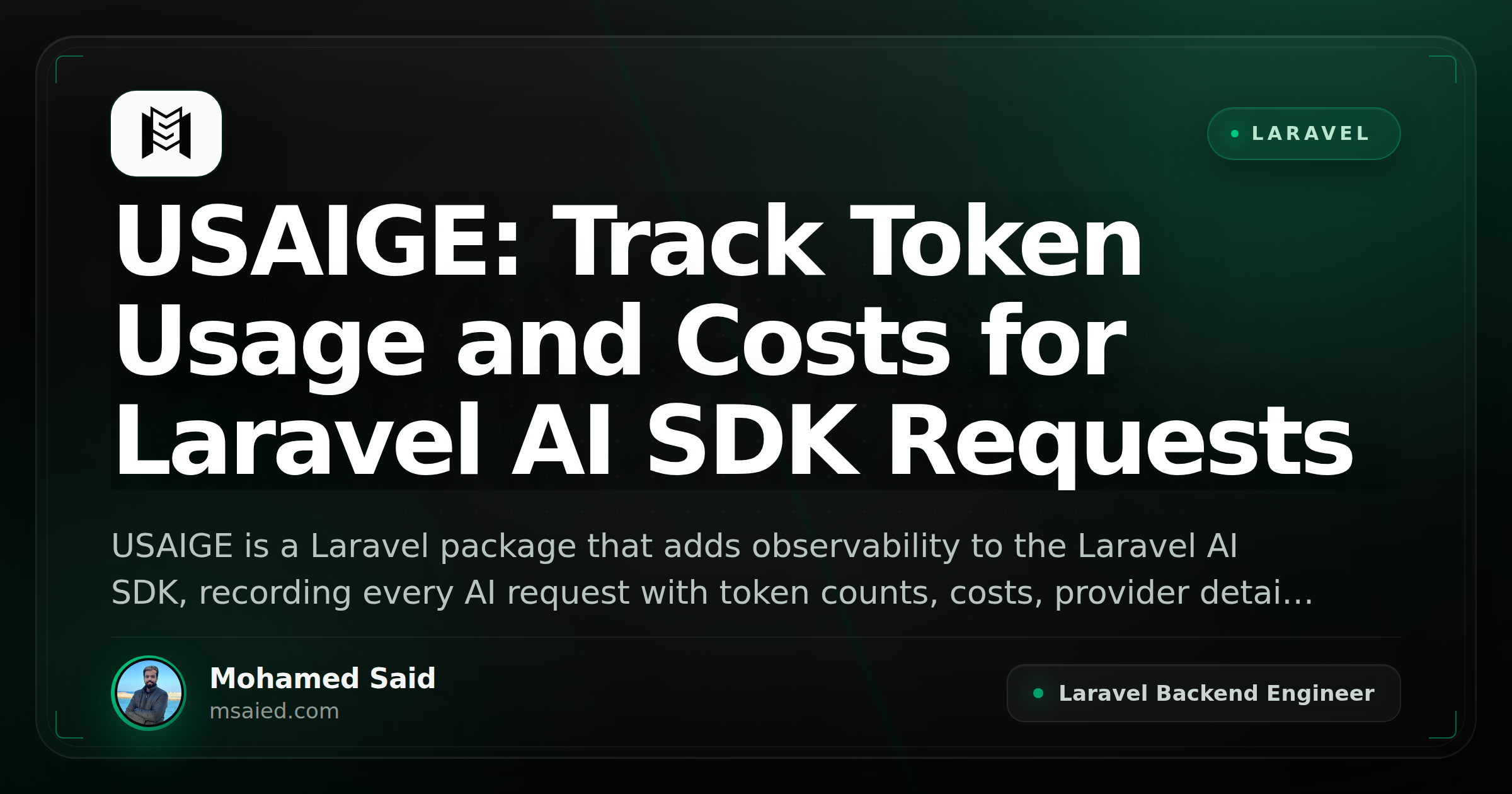 USAIGE: Track Token Usage and Costs for Laravel AI SDK Requests