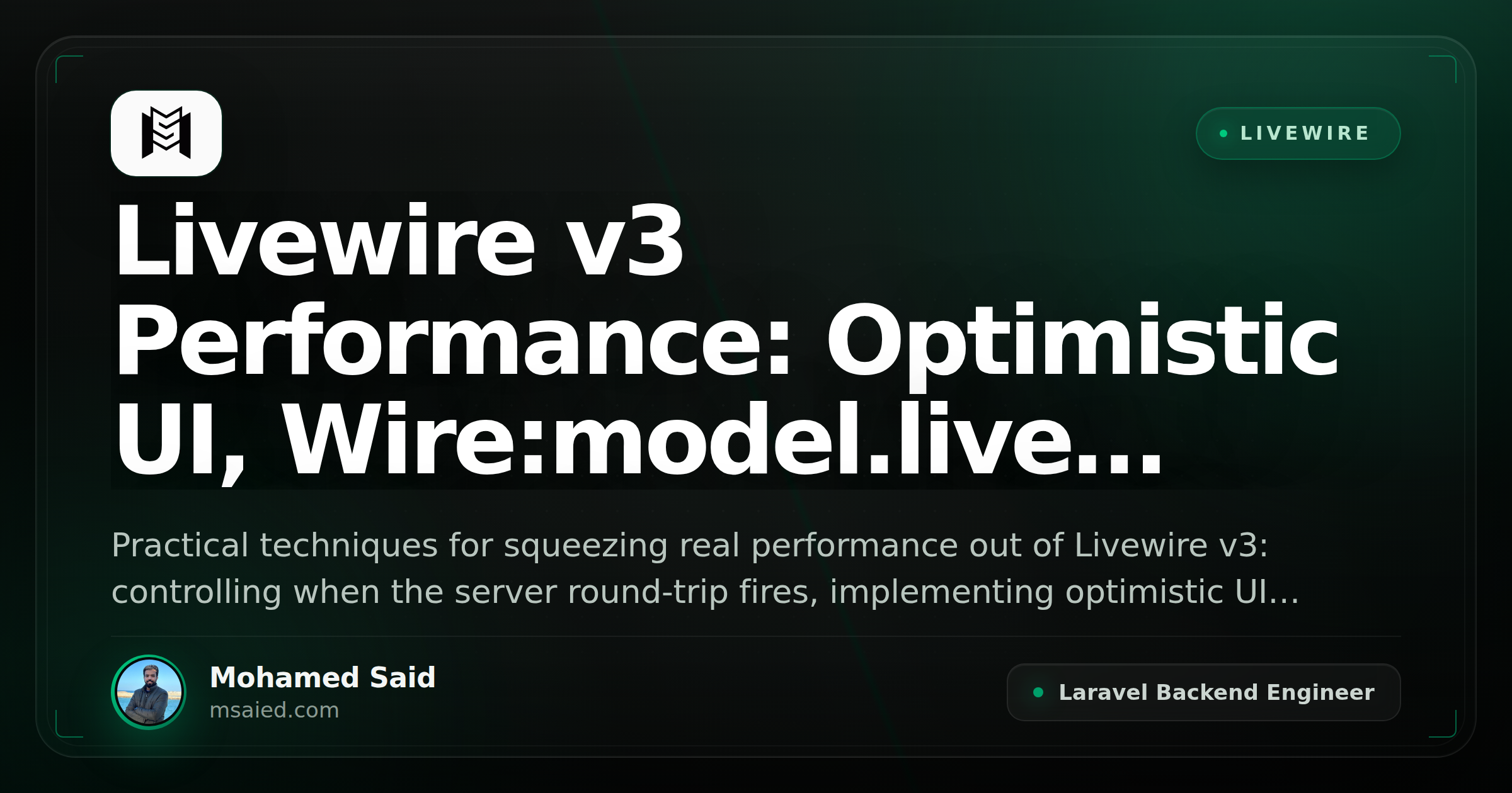 Livewire v3 Performance: Optimistic UI, Wire:model.live Debouncing, and Dirty State