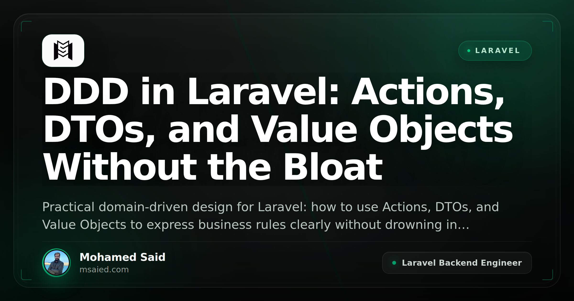 DDD in Laravel: Actions, DTOs, and Value Objects Without the Bloat