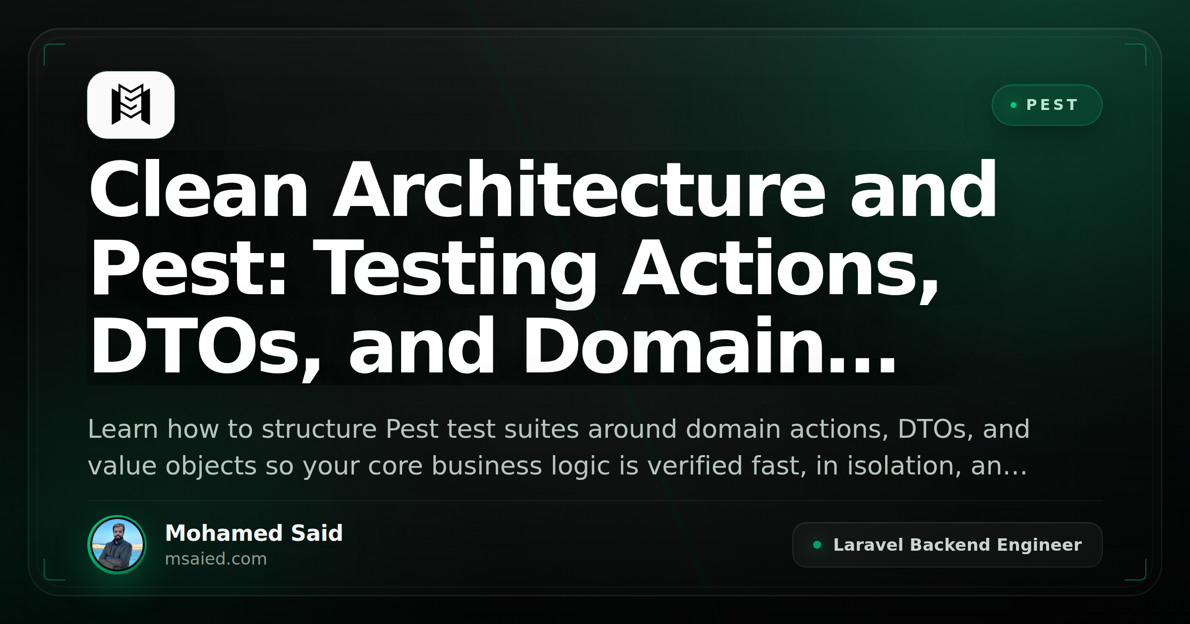 Clean Architecture and Pest: Testing Actions, DTOs, and Domain Services Without the Framework