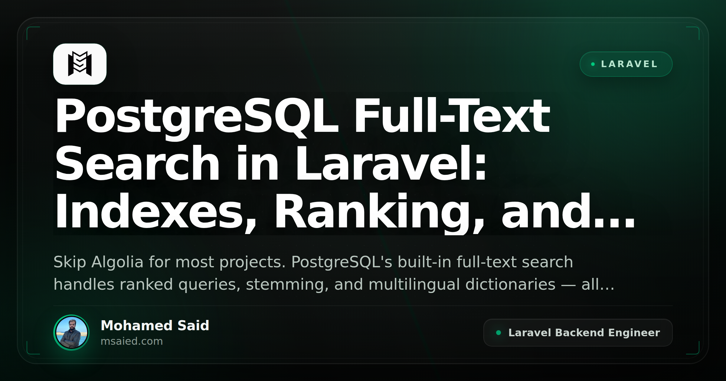 PostgreSQL Full-Text Search in Laravel: Indexes, Ranking, and Multilingual Queries