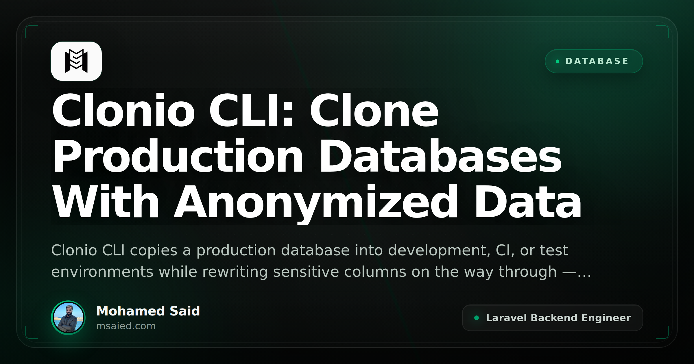Clonio CLI: Clone Production Databases With Anonymized Data