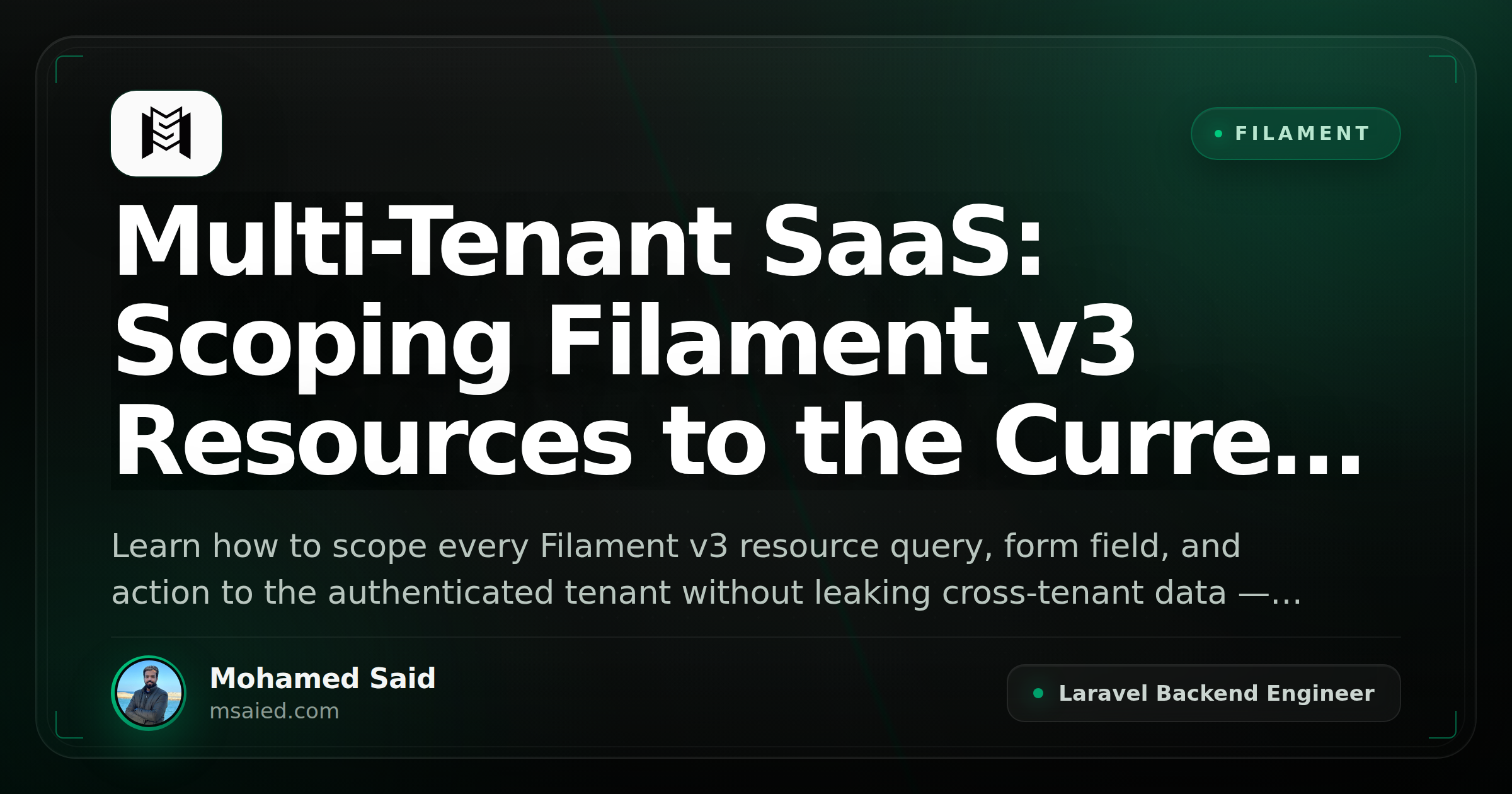 Multi-Tenant SaaS: Scoping Filament v3 Resources to the Current Tenant