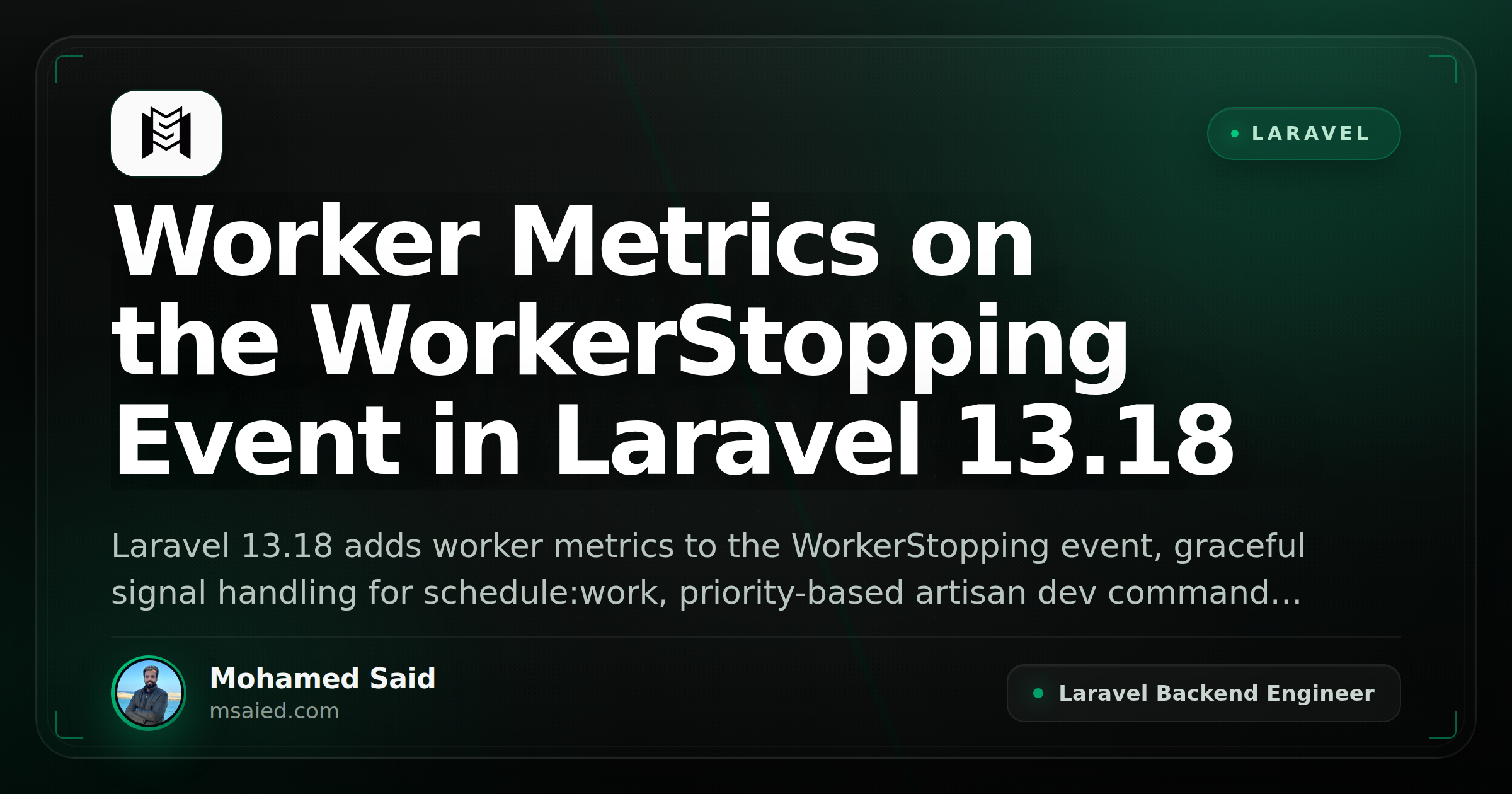 Worker Metrics on the WorkerStopping Event in Laravel 13.18