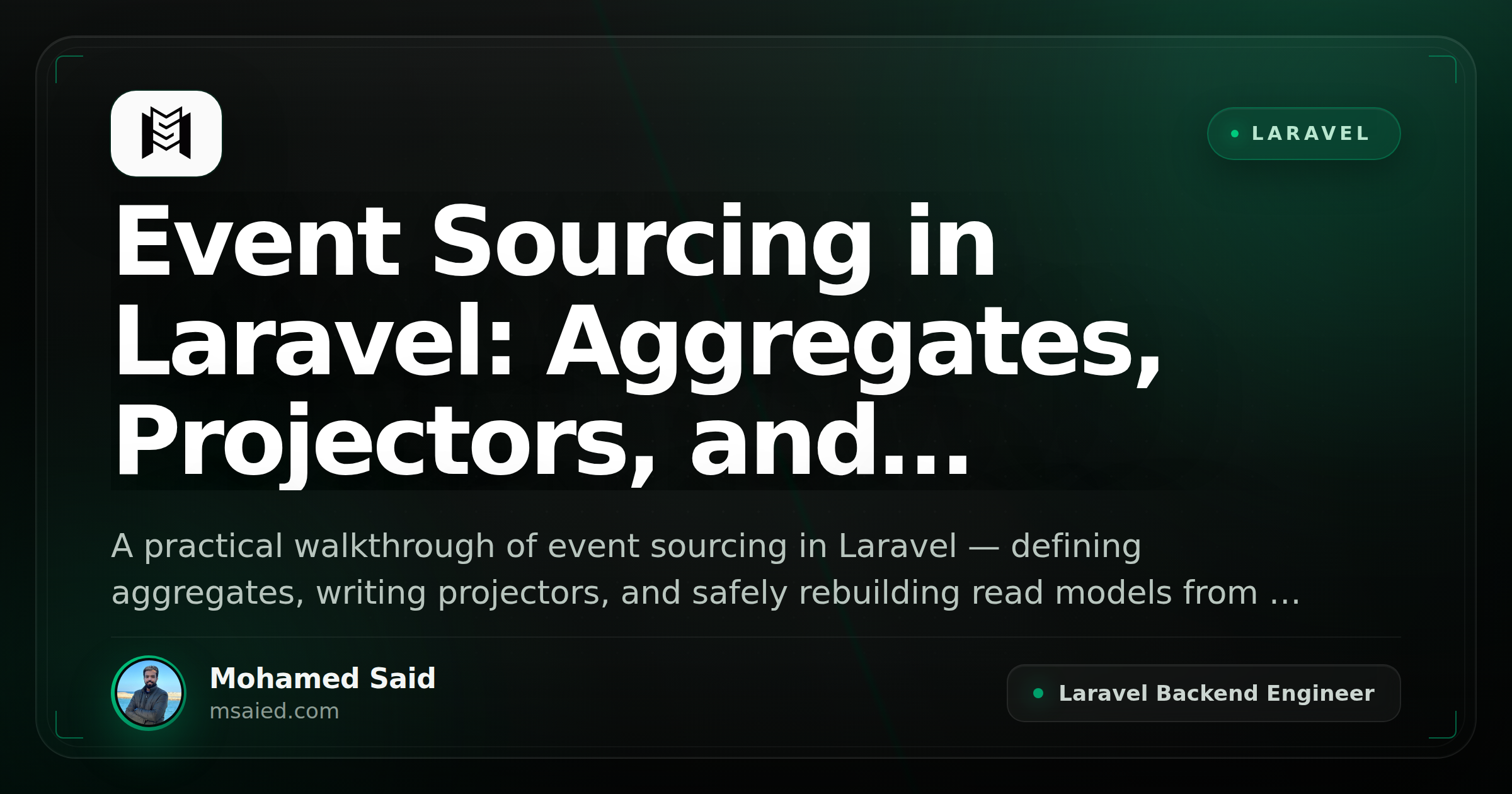 Event Sourcing in Laravel: Aggregates, Projectors, and Rebuilding State from Events