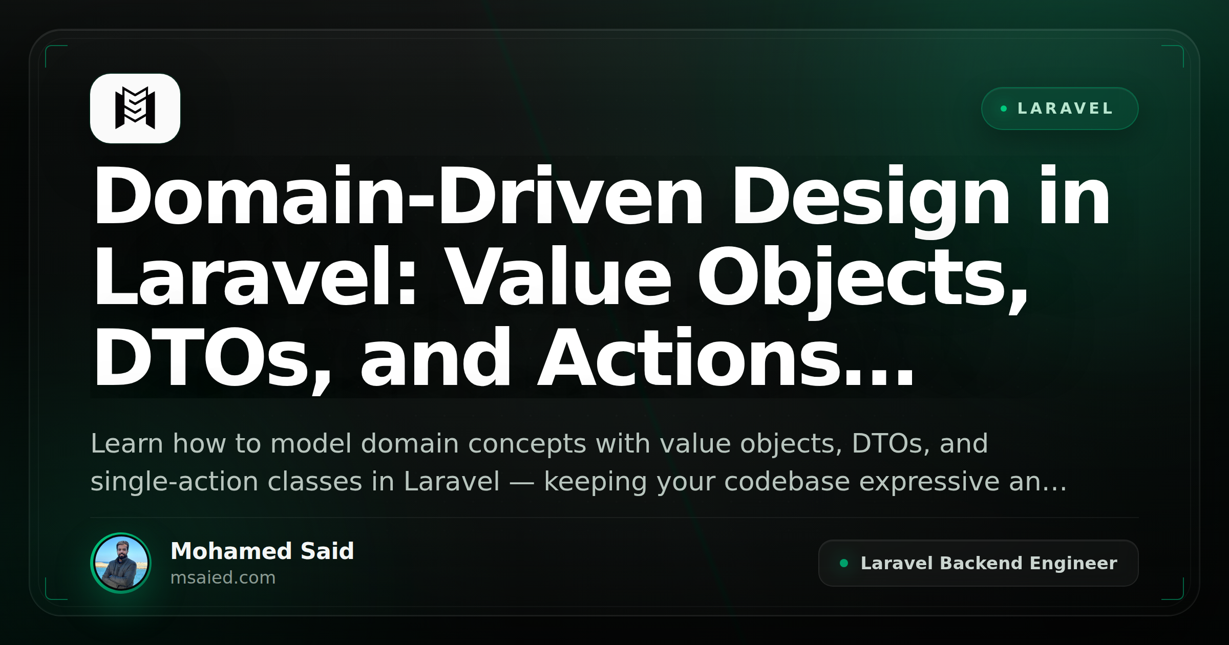 Domain-Driven Design in Laravel: Value Objects, DTOs, and Actions Without Bloat