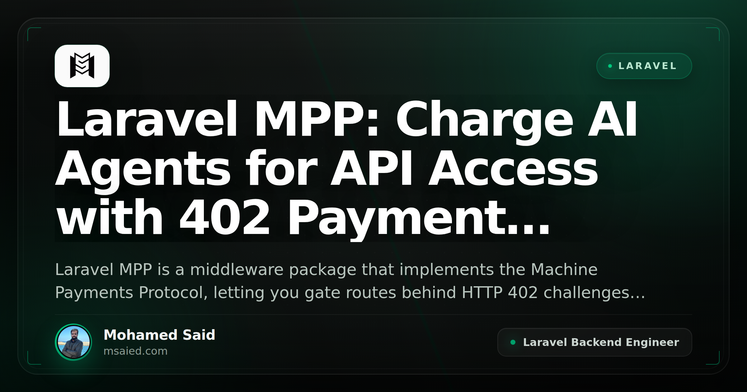 Laravel MPP: Charge AI Agents for API Access with 402 Payment Required