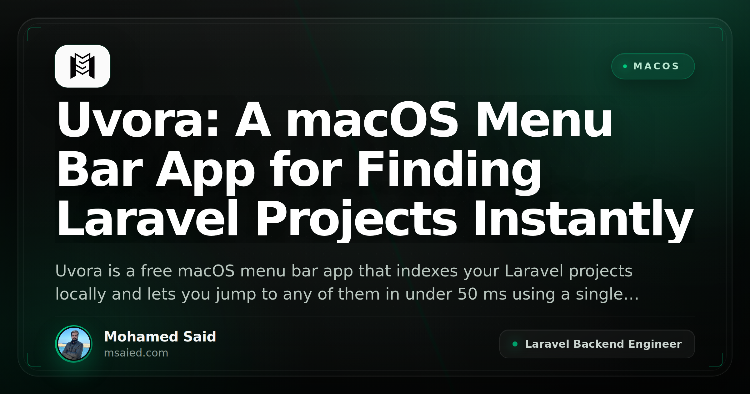 Uvora: A macOS Menu Bar App for Finding Laravel Projects Instantly