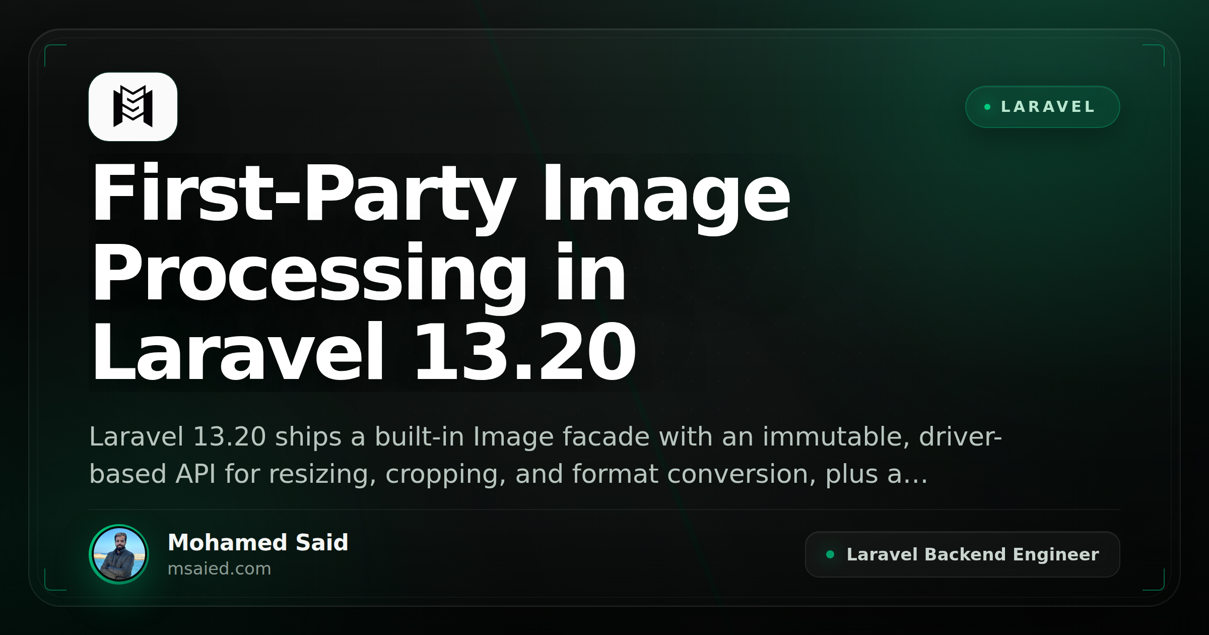 First-Party Image Processing in Laravel 13.20