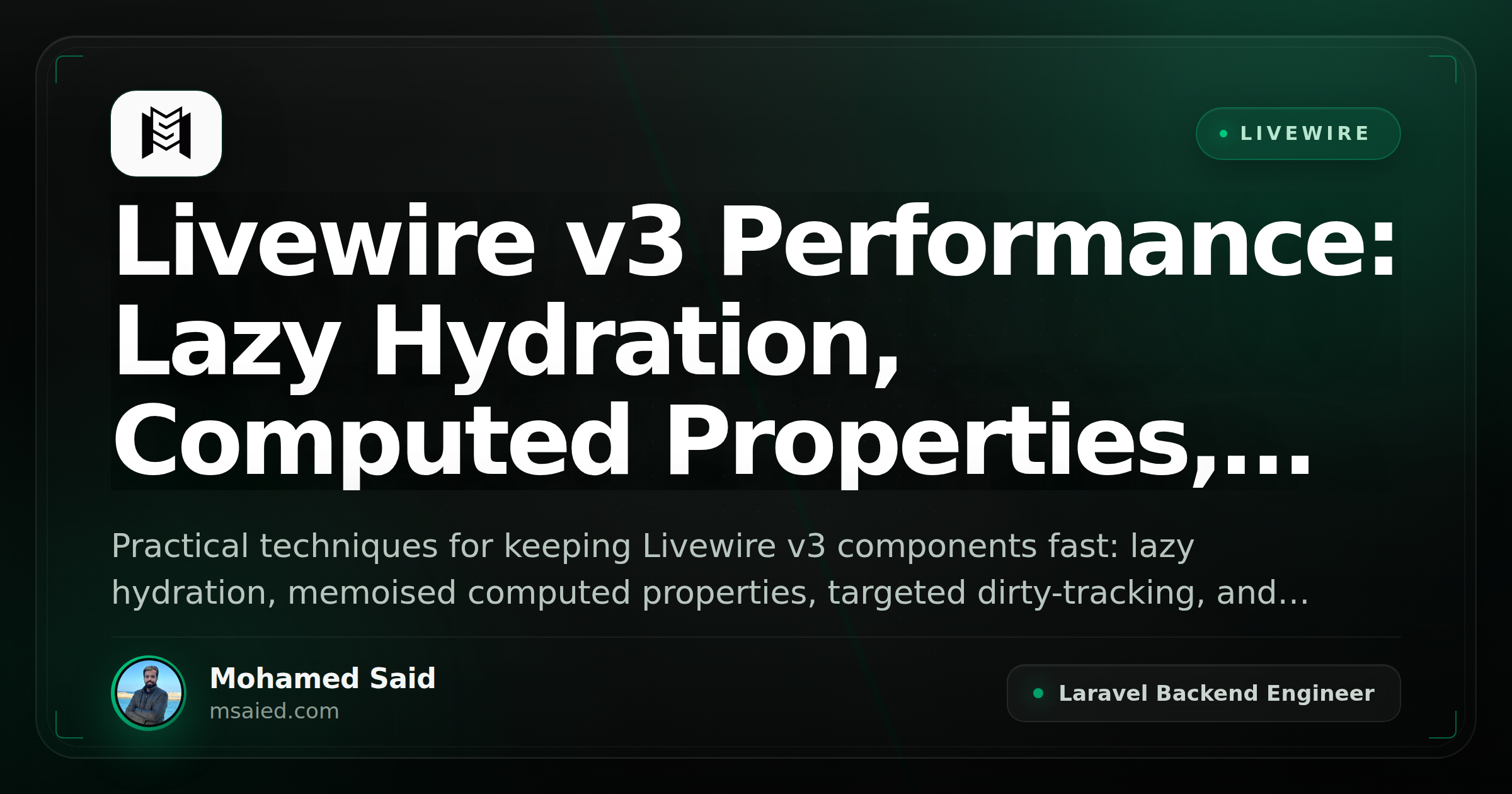 Livewire v3 Performance: Lazy Hydration, Computed Properties, and Minimising Wire Payloads