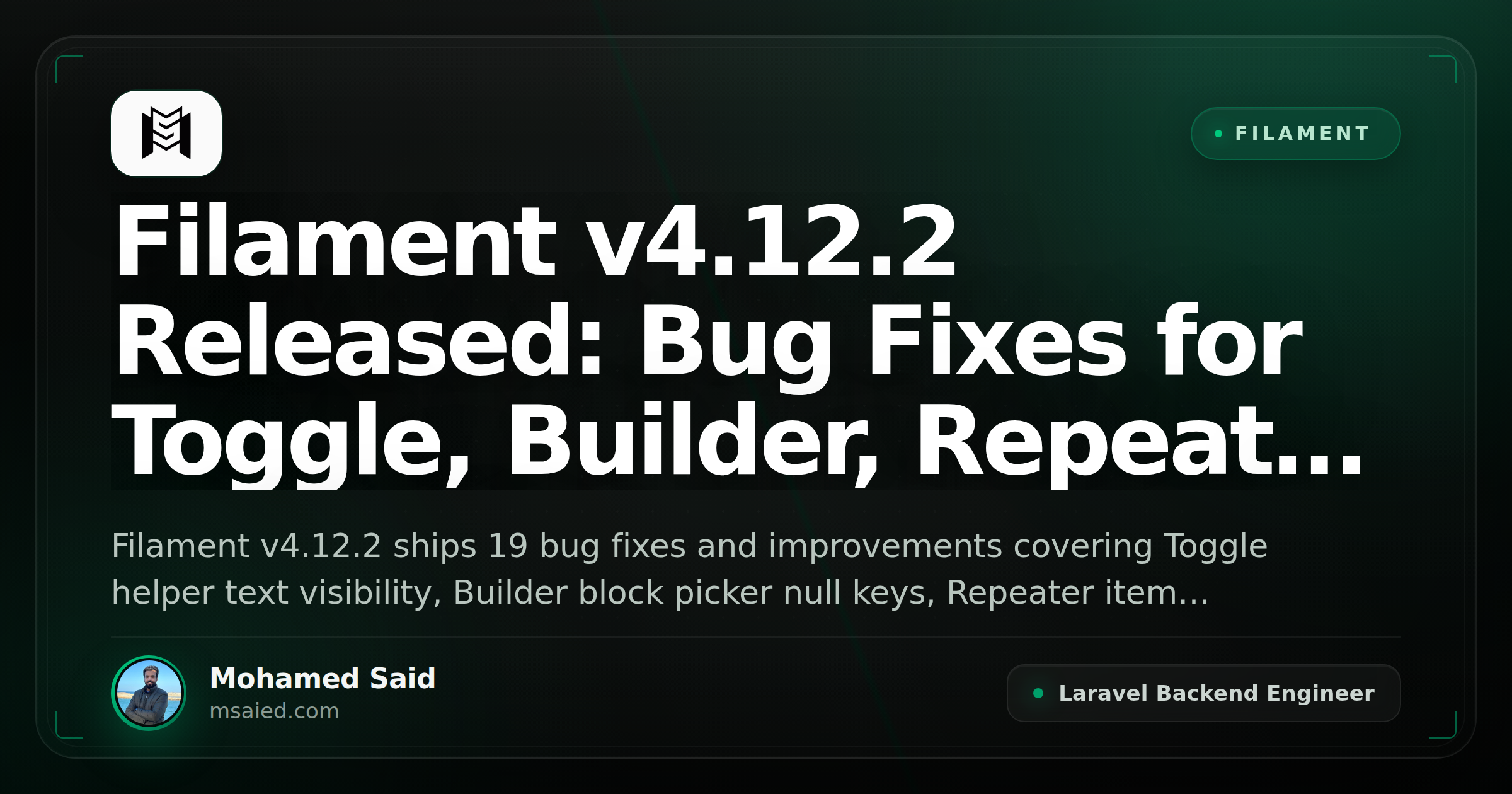 Filament v4.12.2 Released: Bug Fixes for Toggle, Builder, Repeater, and More