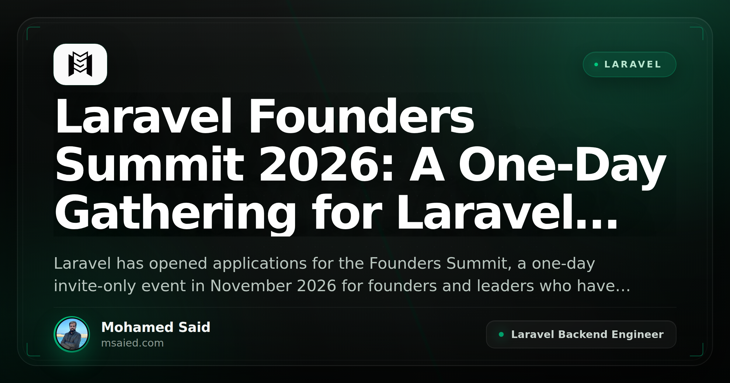 Laravel Founders Summit 2026: A One-Day Gathering for Laravel Business Leaders