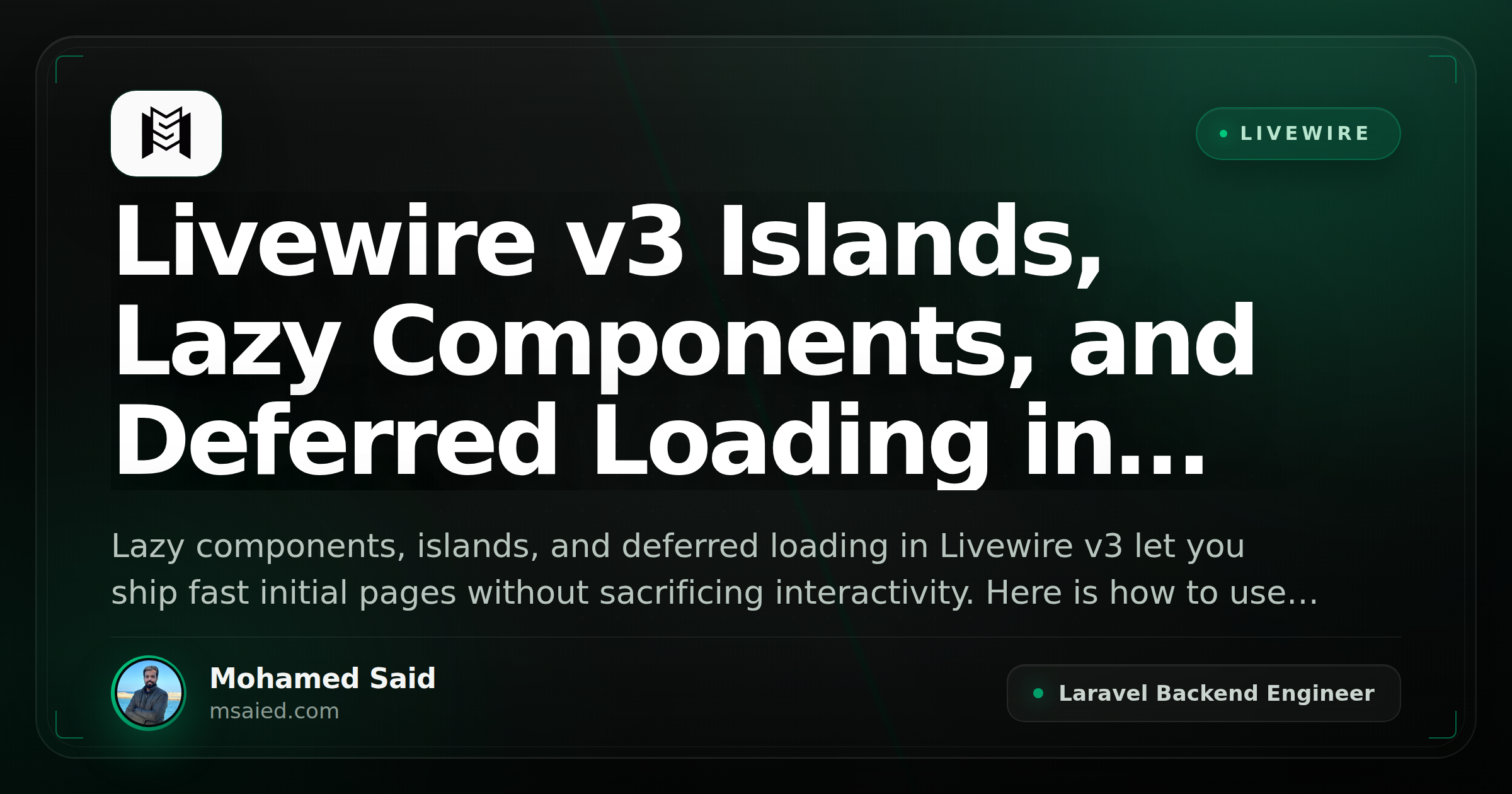 Livewire v3 Islands, Lazy Components, and Deferred Loading in Practice
