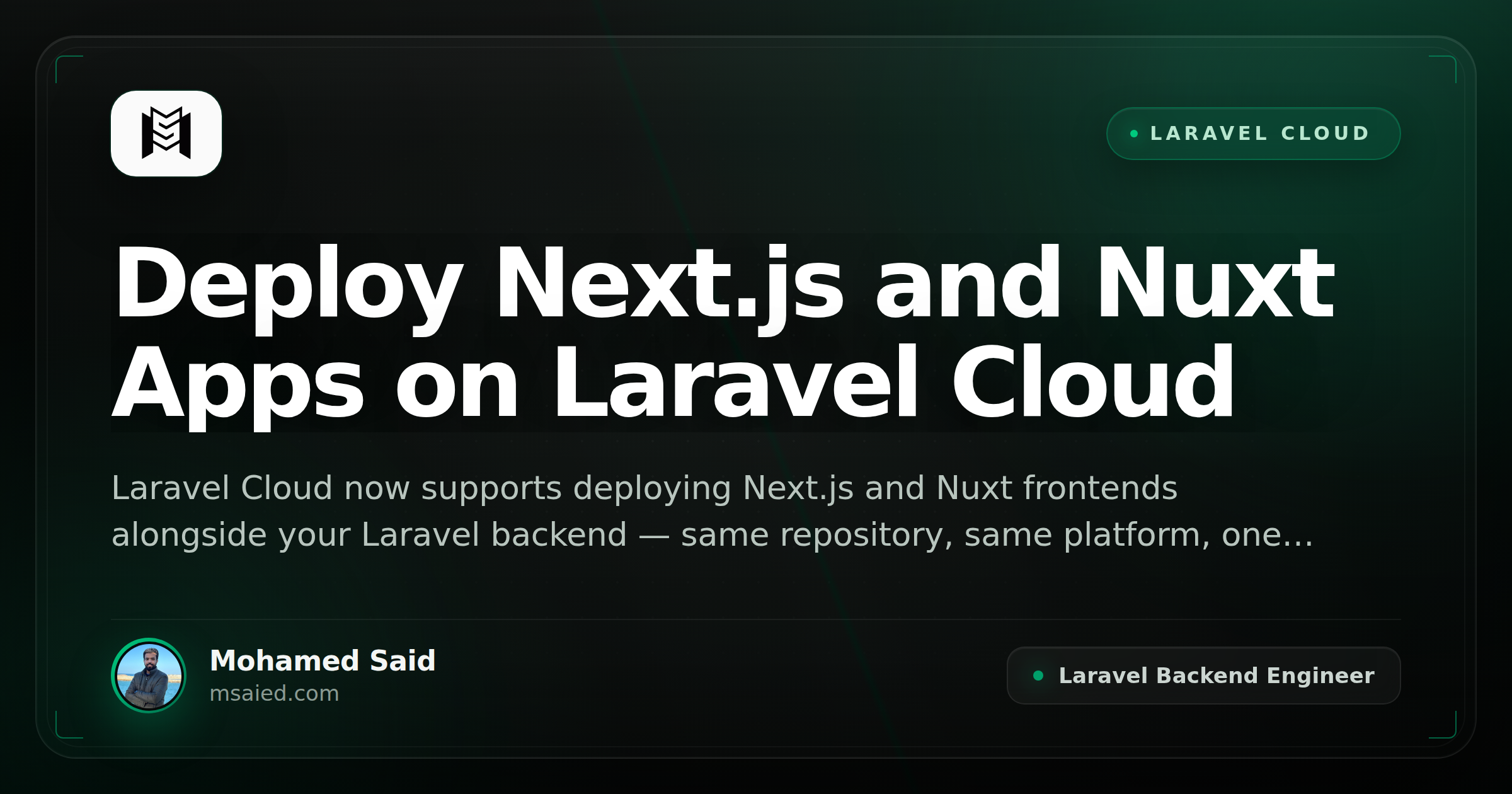 Deploy Next.js and Nuxt Apps on Laravel Cloud