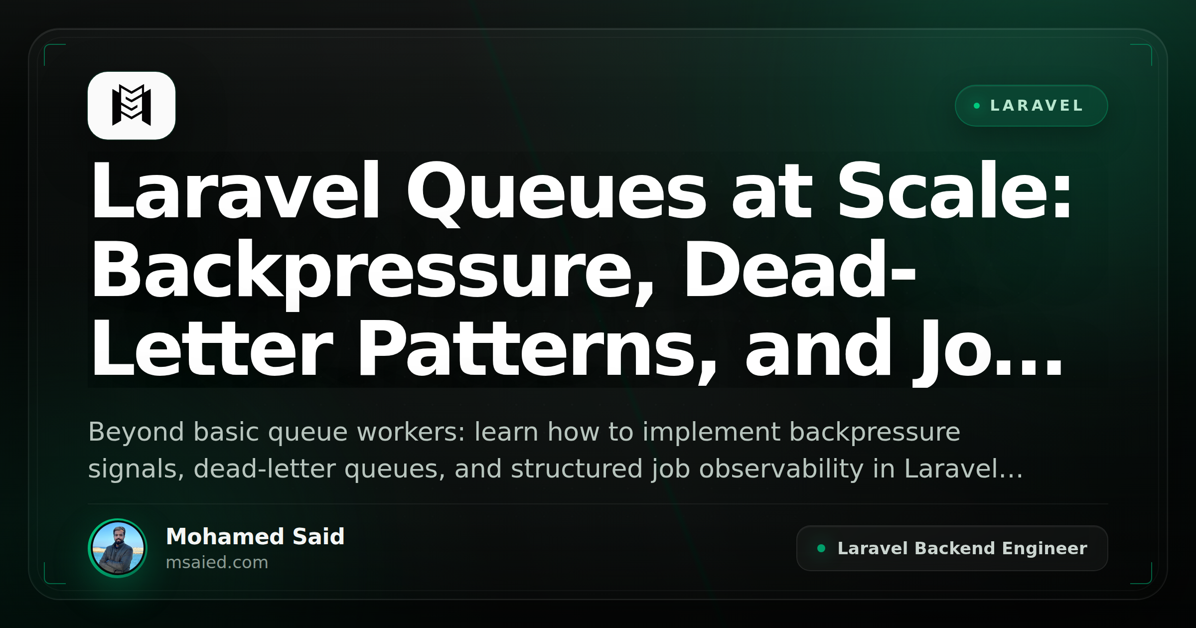 Laravel Queues at Scale: Backpressure, Dead-Letter Patterns, and Job Observability
