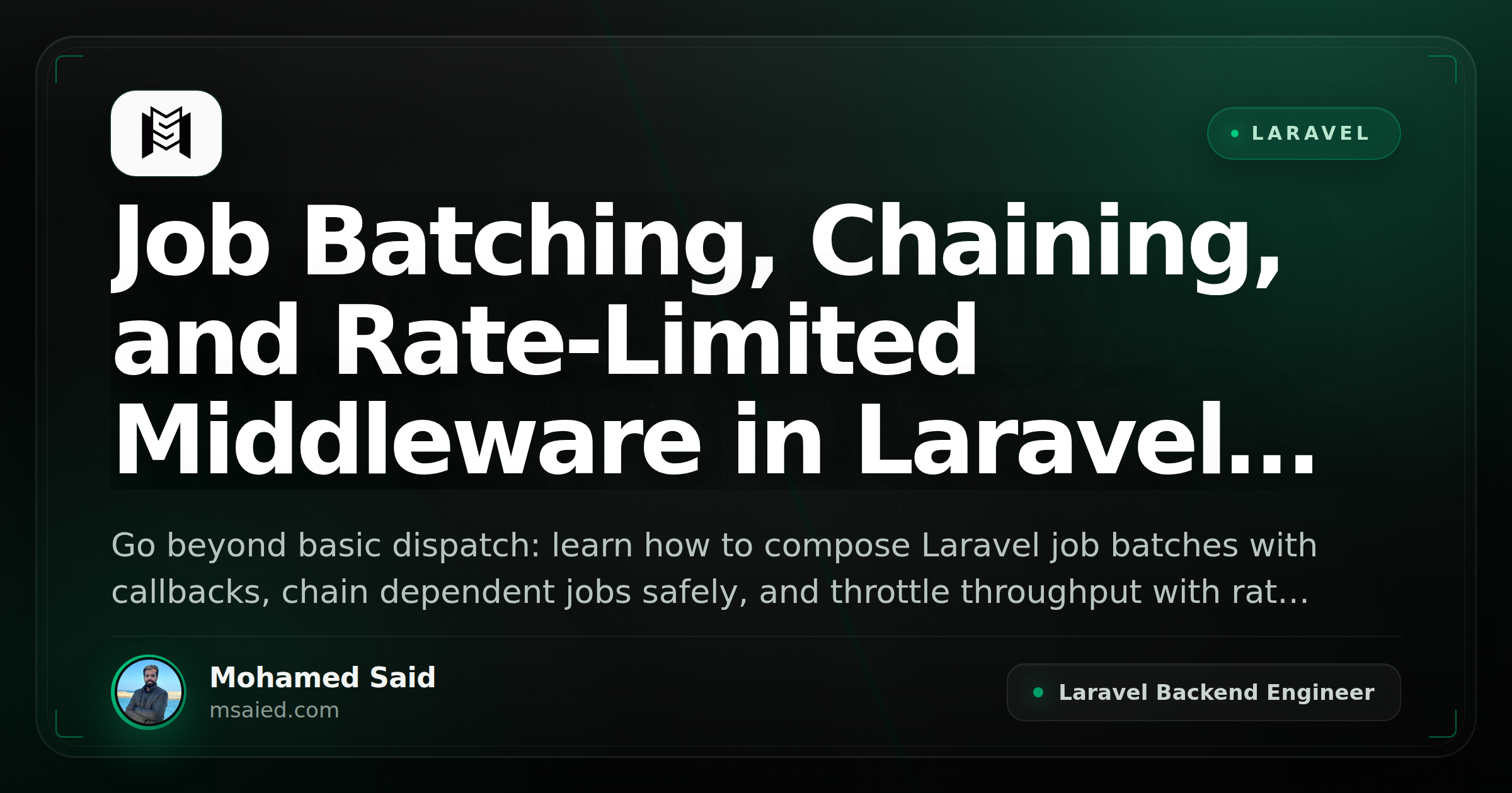 Job Batching, Chaining, and Rate-Limited Middleware in Laravel Queues