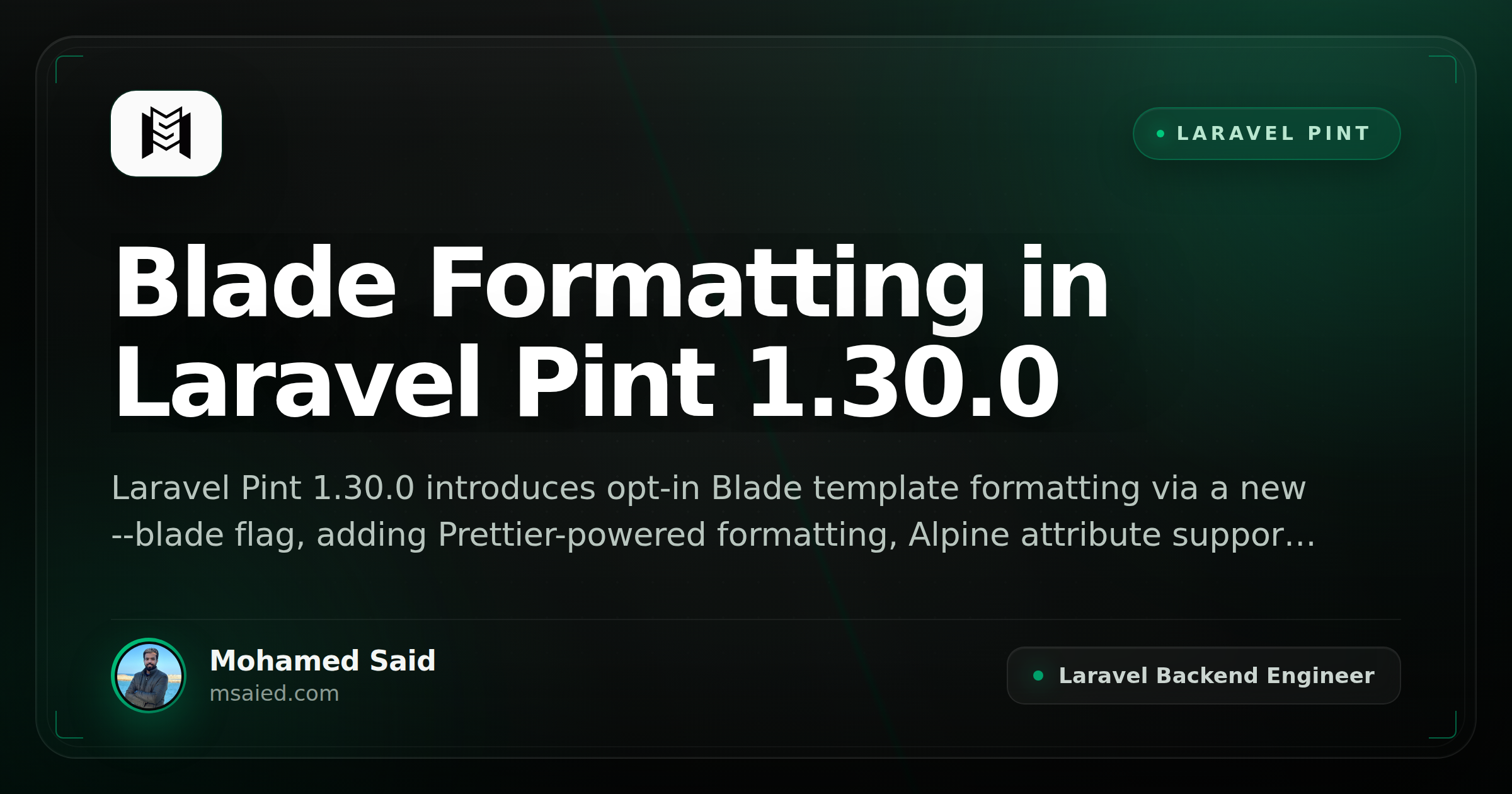 Blade Formatting in Laravel Pint 1.30.0