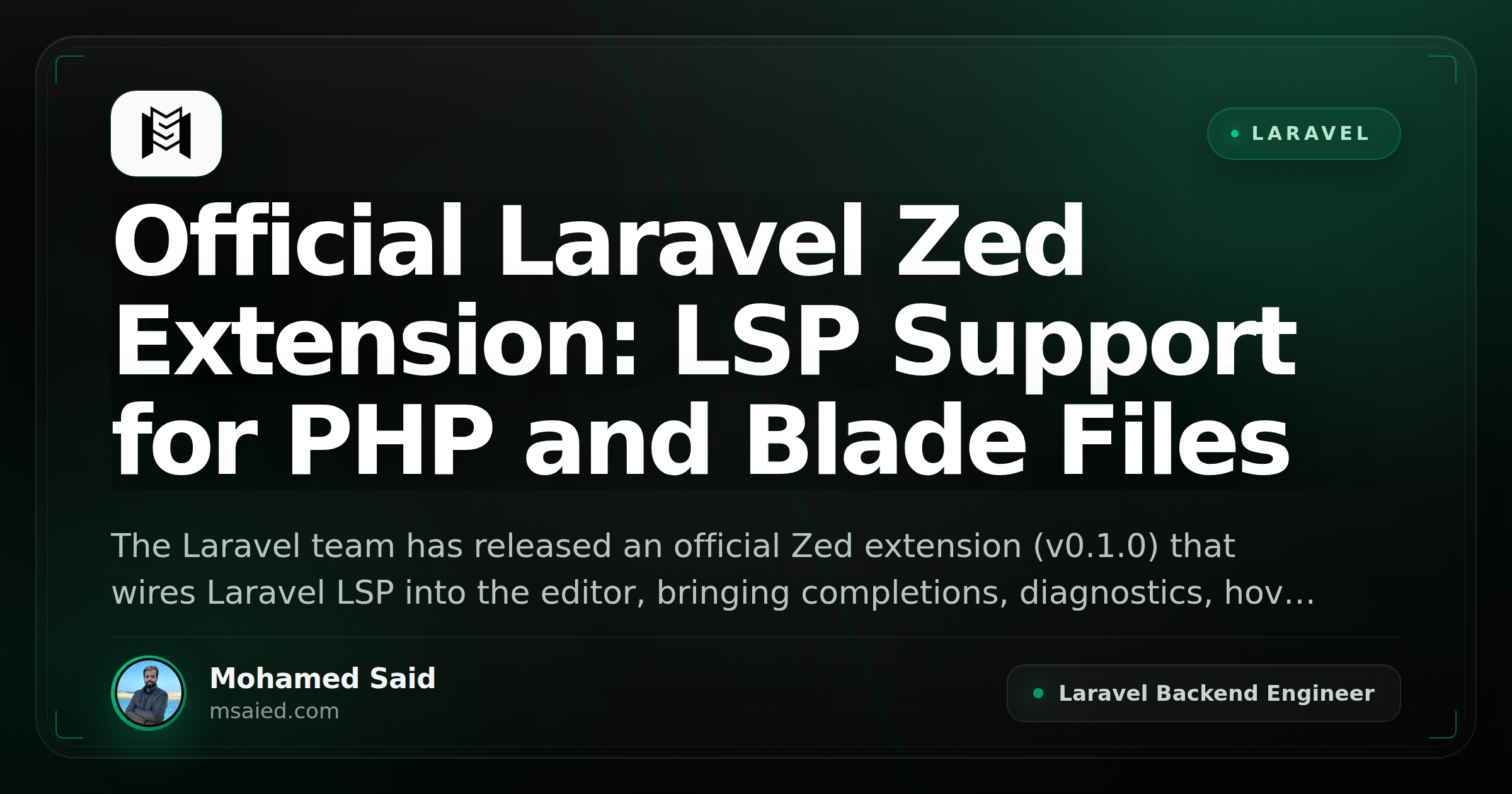 Official Laravel Zed Extension: LSP Support for PHP and Blade Files