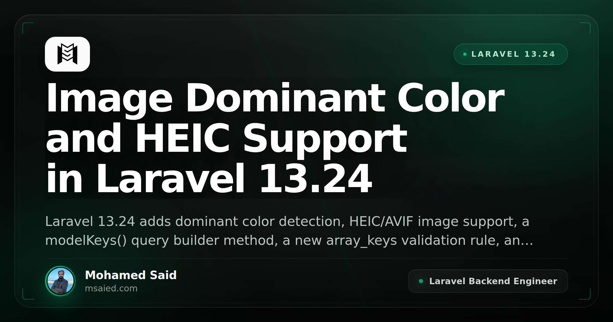 Image Dominant Color and HEIC Support in Laravel 13.24