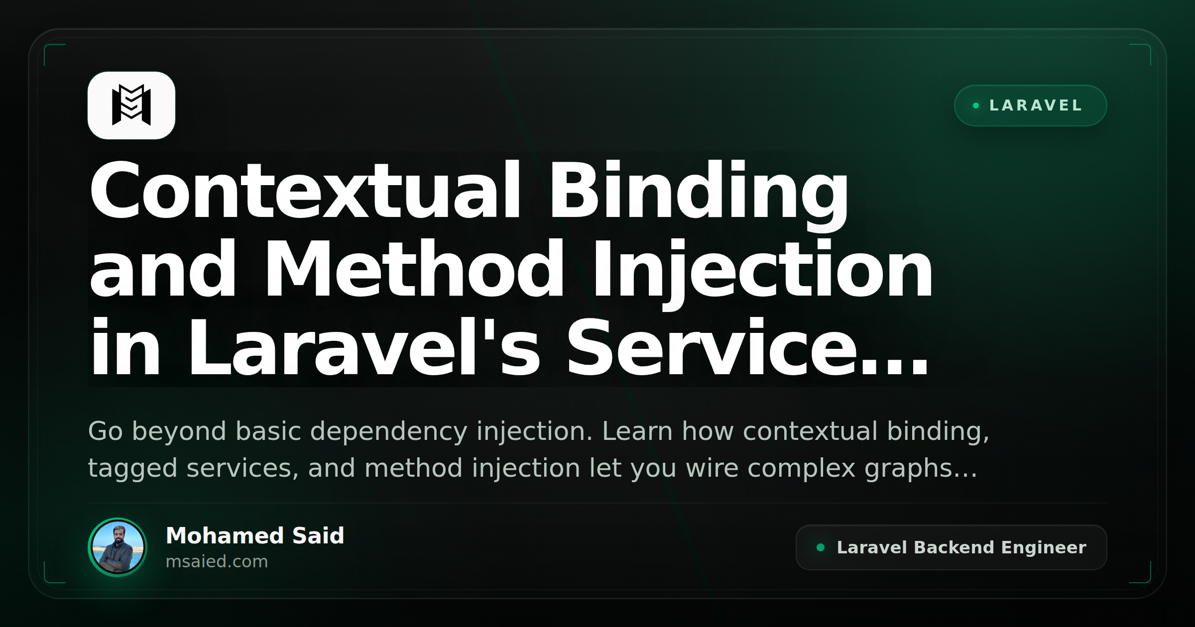 Contextual Binding and Method Injection in Laravel's Service Container