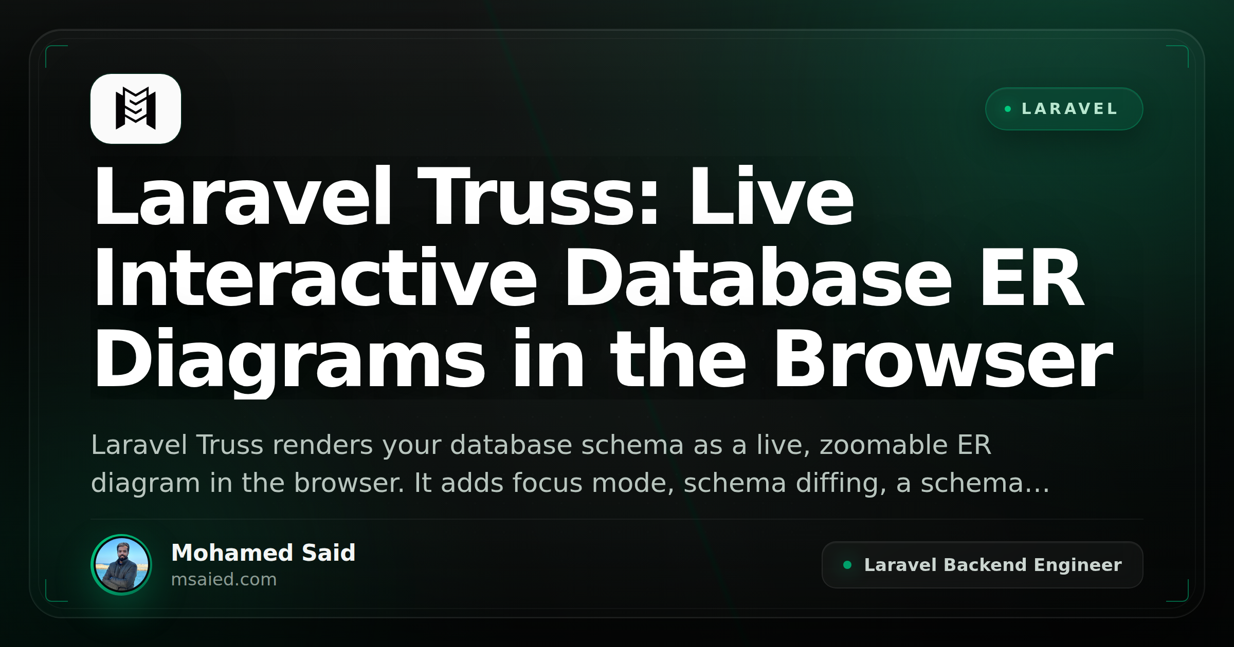 Laravel Truss: Live Interactive Database ER Diagrams in the Browser