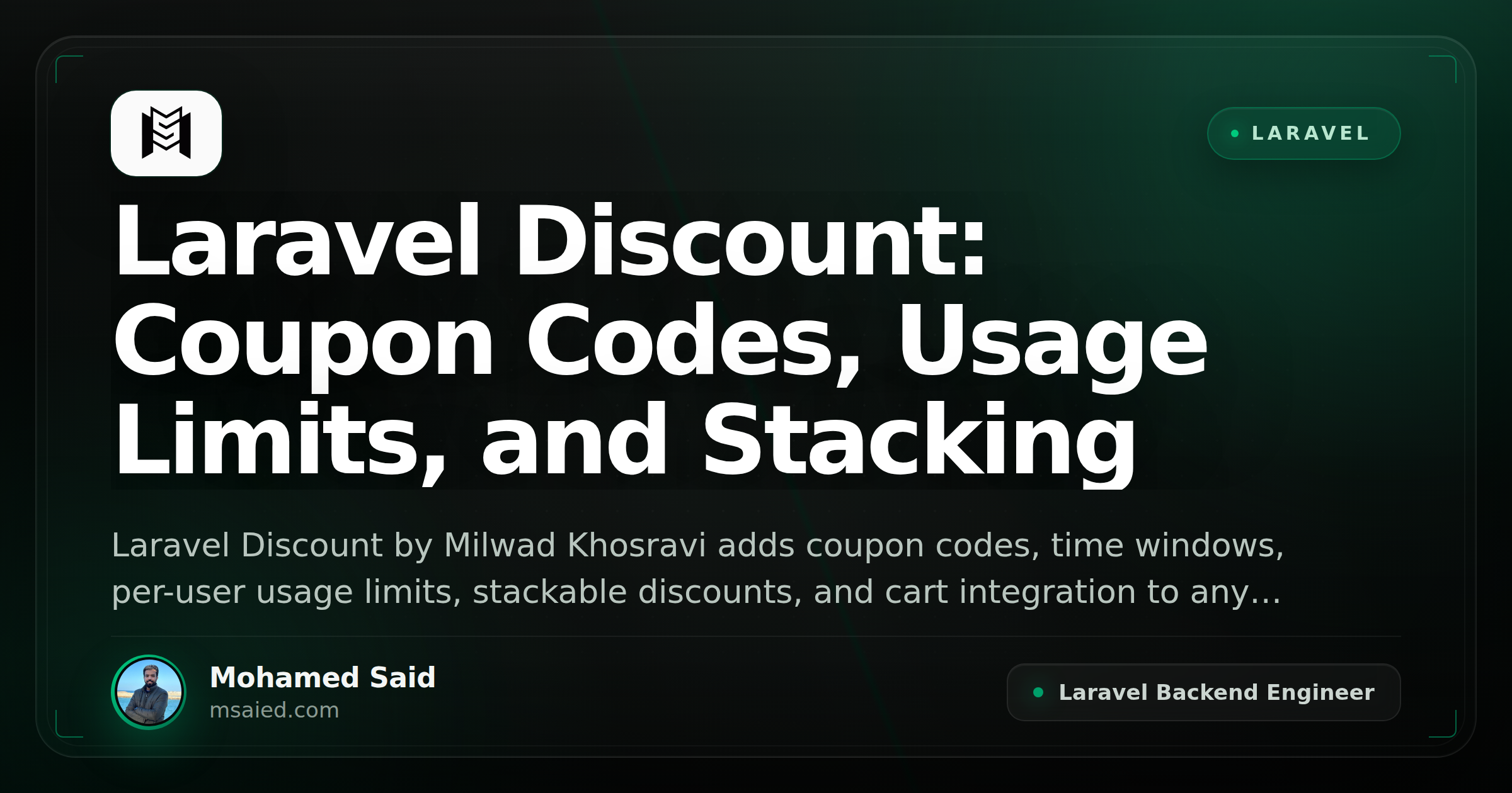 Laravel Discount: Coupon Codes, Usage Limits, and Stacking