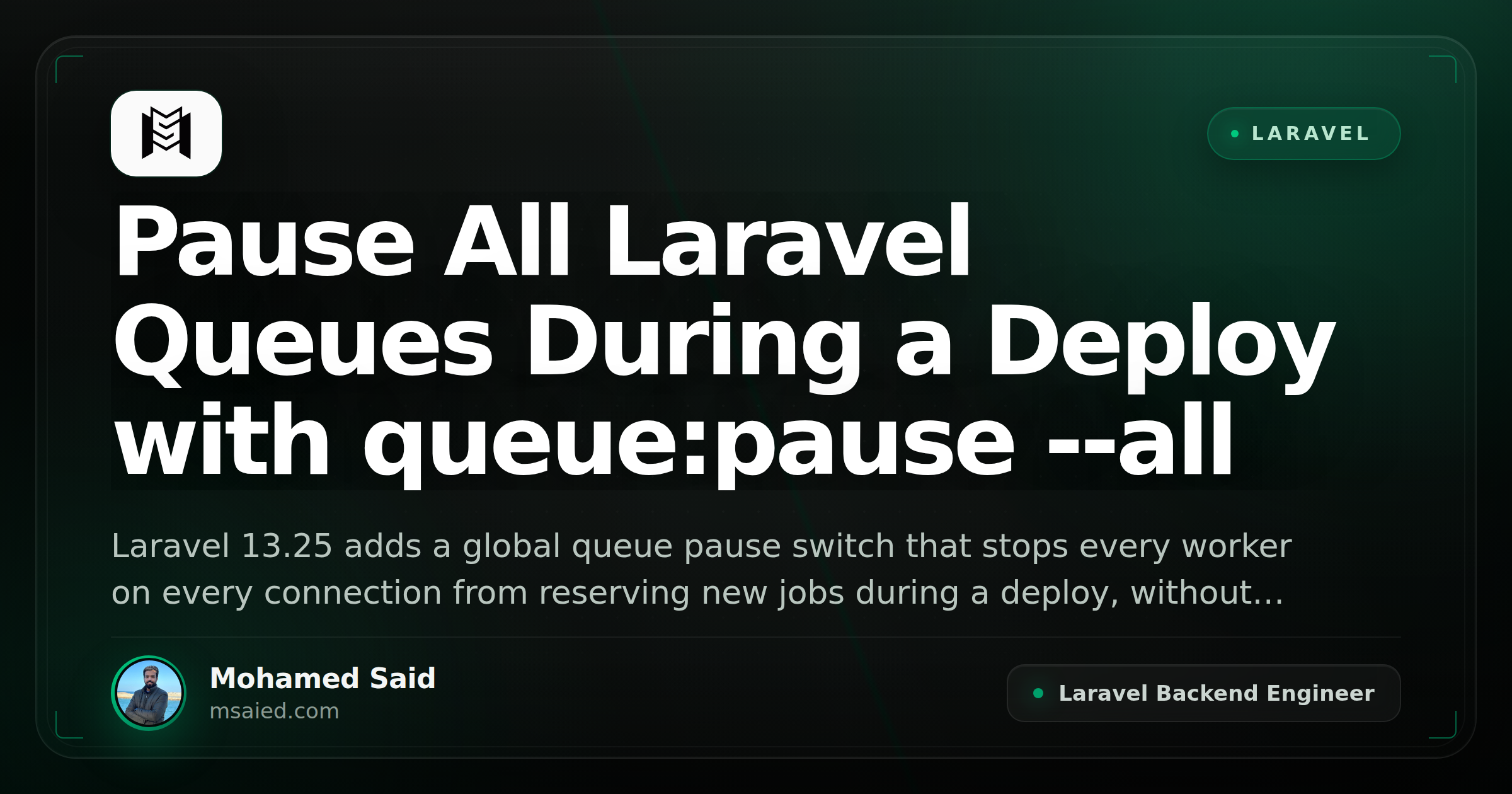 Pause All Laravel Queues During a Deploy with queue:pause --all
