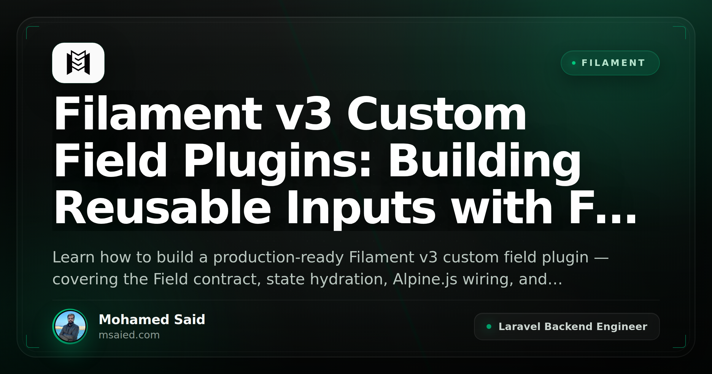 Filament v3 Custom Field Plugins: Building Reusable Inputs with Full Form Integration