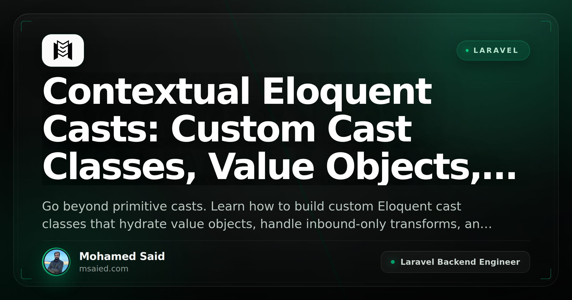 Contextual Eloquent Casts: Custom Cast Classes, Value Objects, and Inbound-Only Transforms