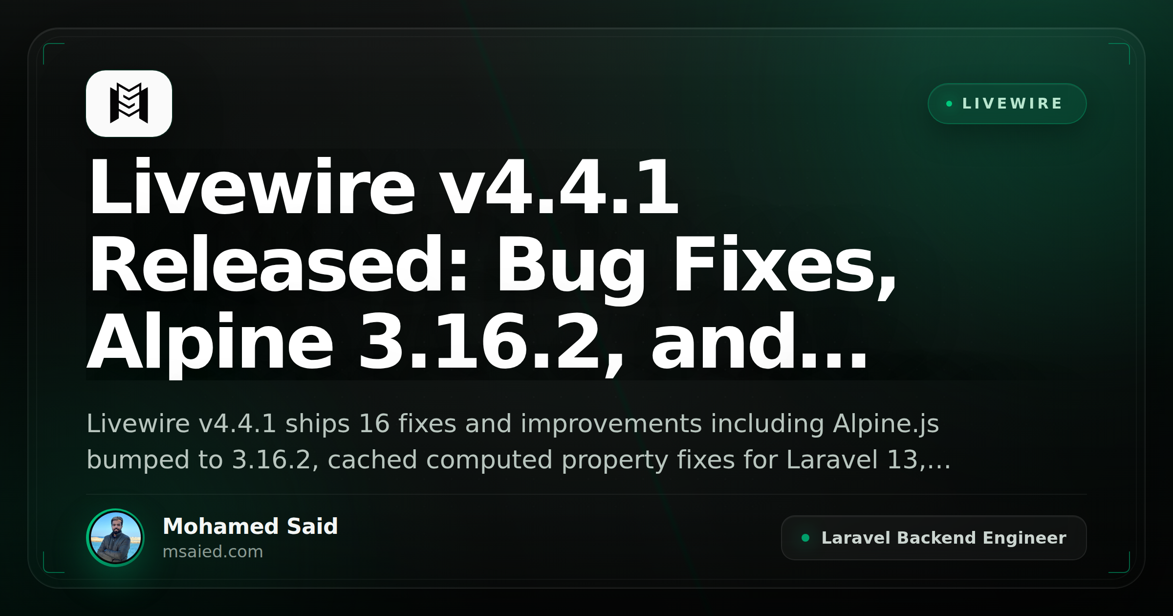 Livewire v4.4.1 Released: Bug Fixes, Alpine 3.16.2, and Laravel 13 Compatibility