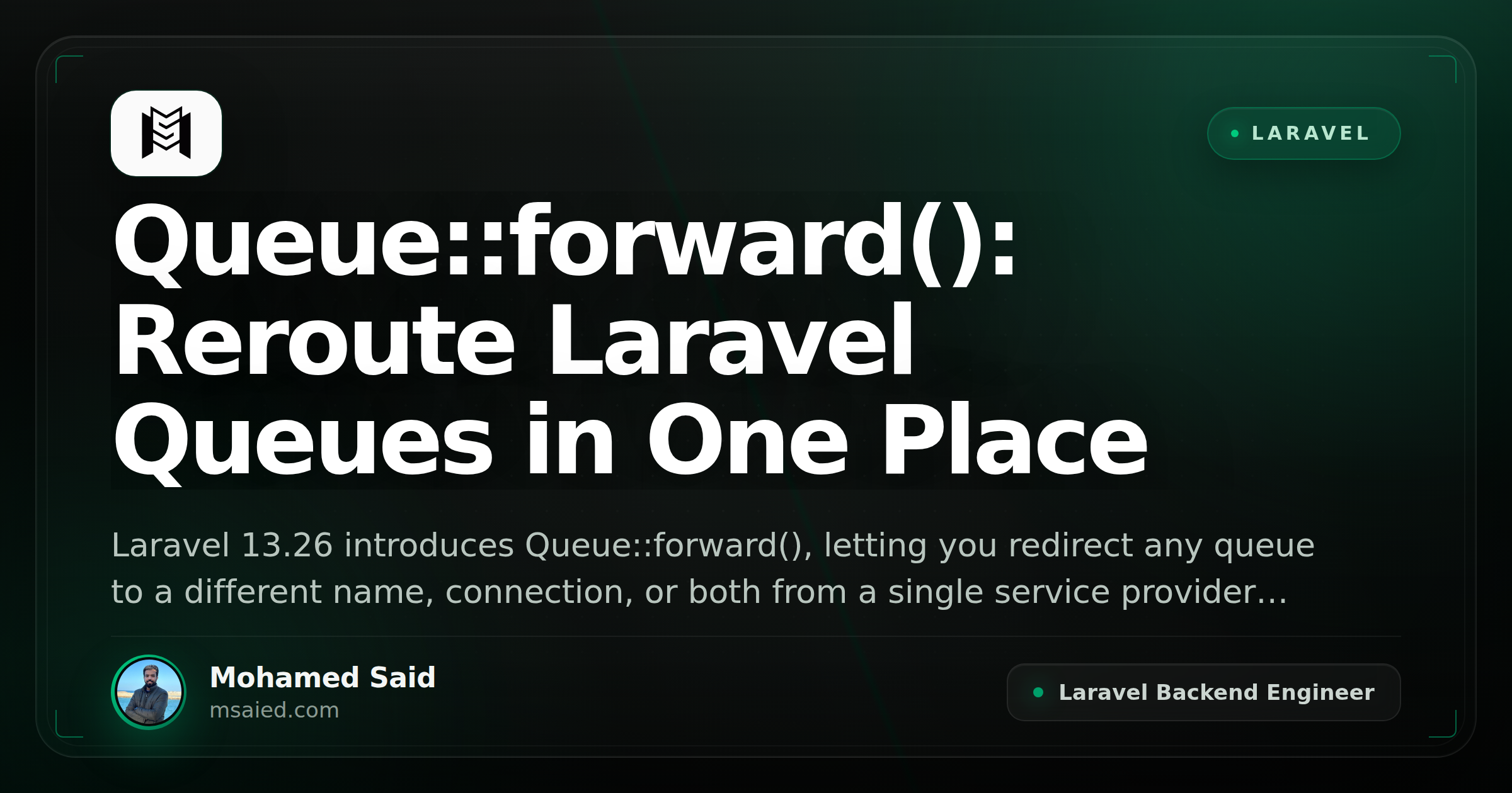 Queue::forward(): Reroute Laravel Queues in One Place