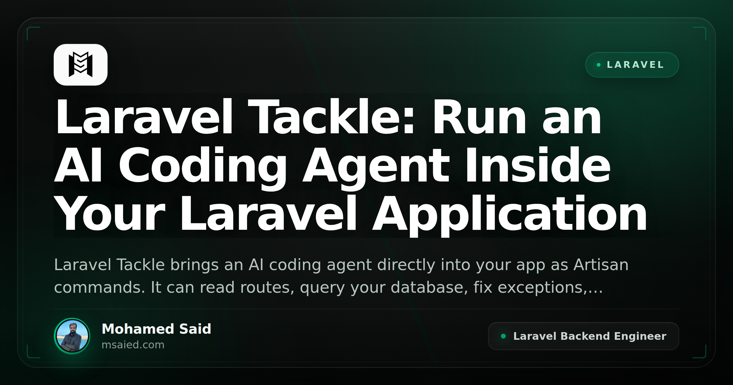 Laravel Tackle: Run an AI Coding Agent Inside Your Laravel Application