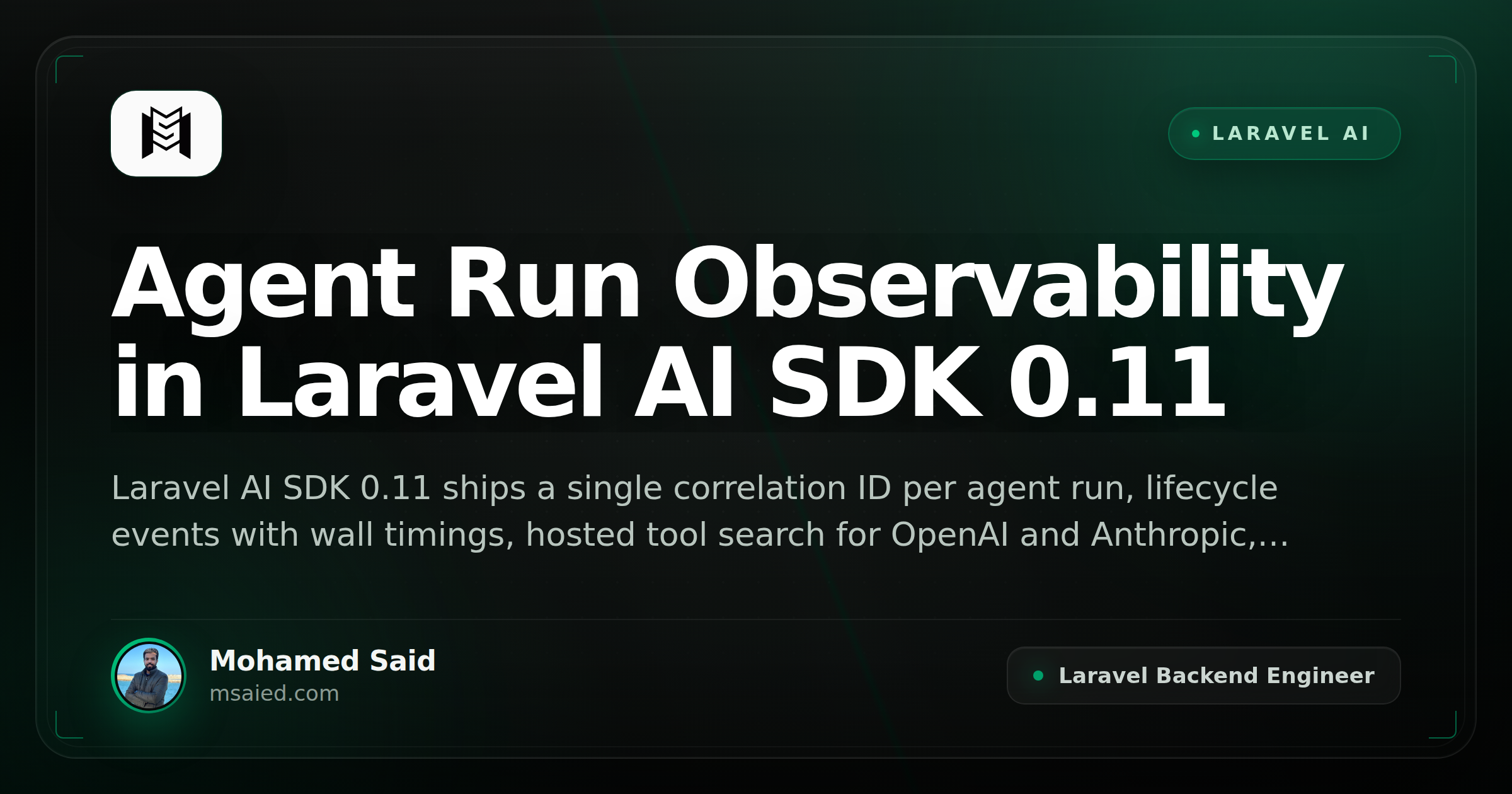 Agent Run Observability in Laravel AI SDK 0.11
