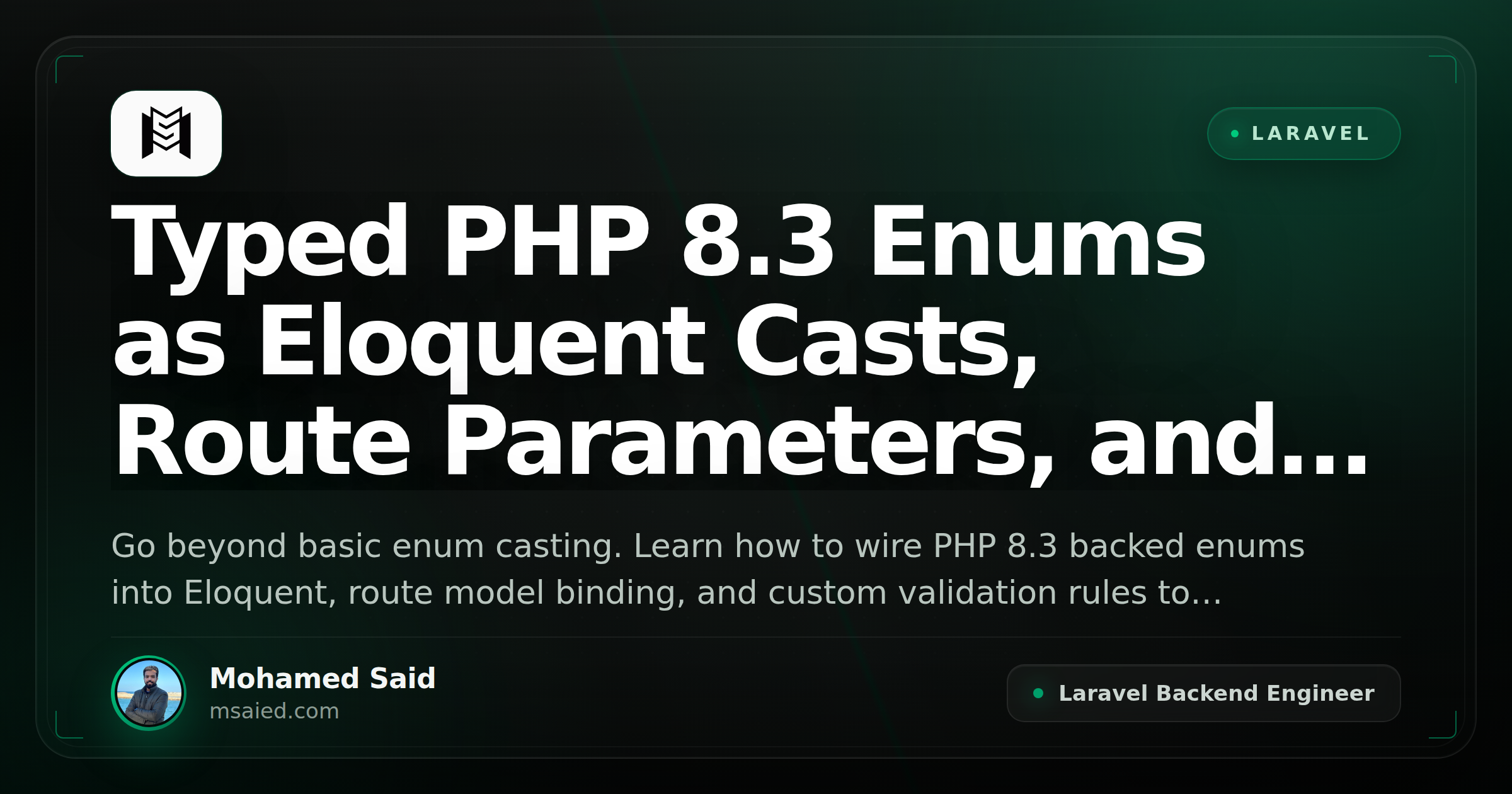 Typed PHP 8.3 Enums as Eloquent Casts, Route Parameters, and Validation Rules