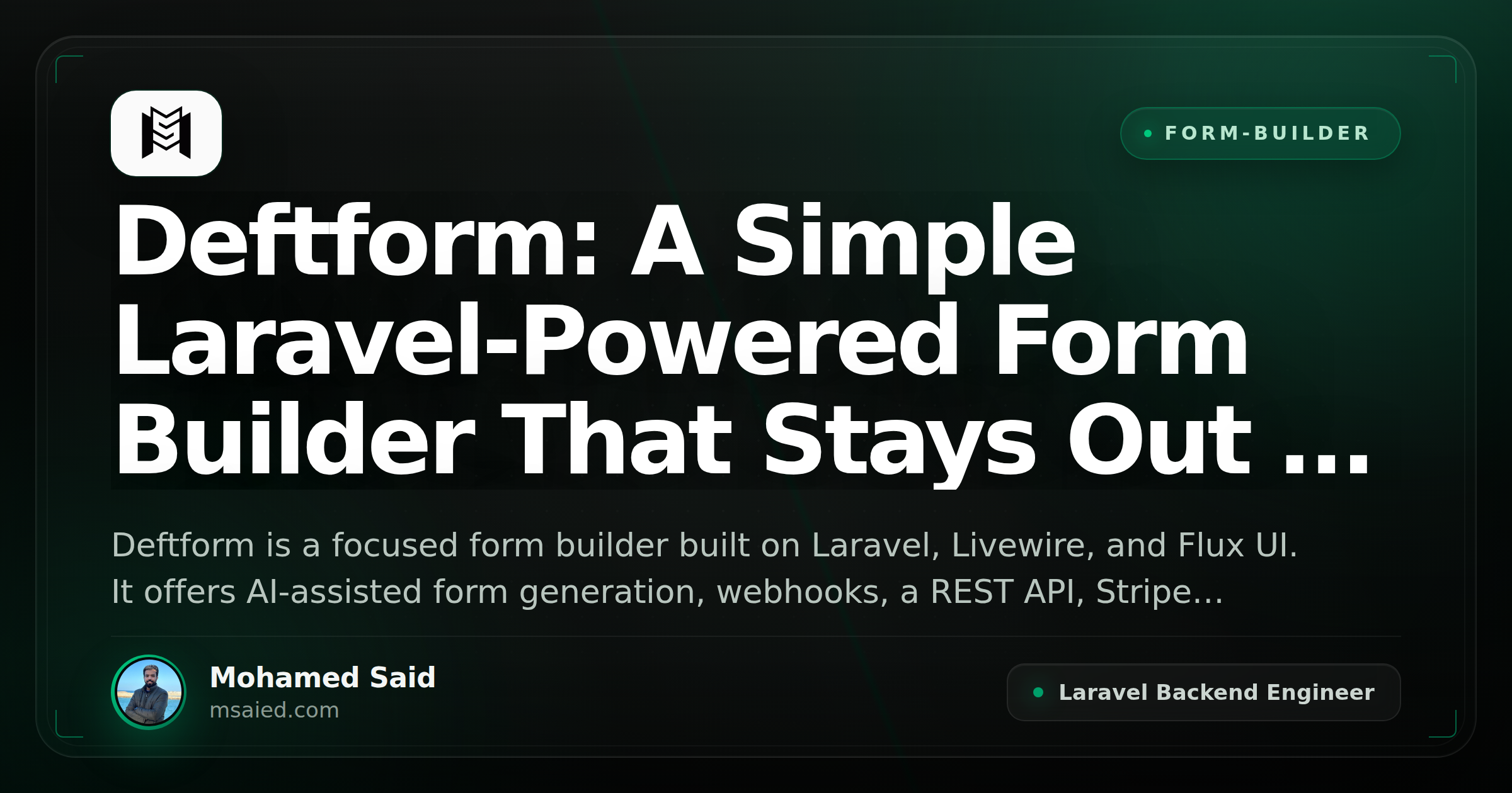Deftform: A Simple Laravel-Powered Form Builder That Stays Out of Your Way