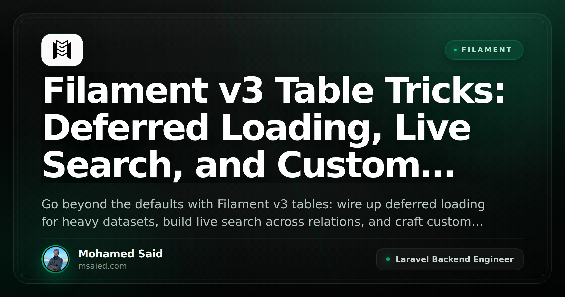 Filament v3 Table Tricks: Deferred Loading, Live Search, and Custom Filter Forms